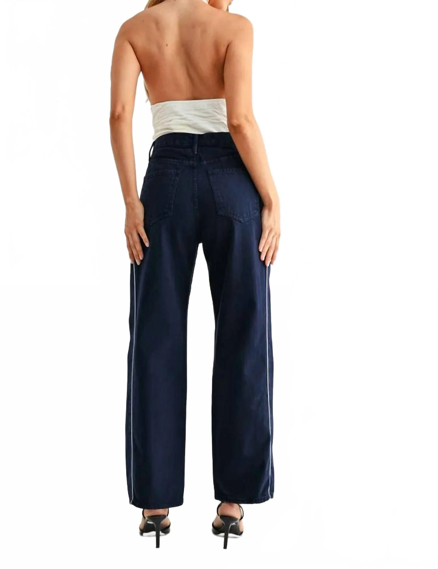 Twist Seam Barrel Jeans In Navy - Image 3
