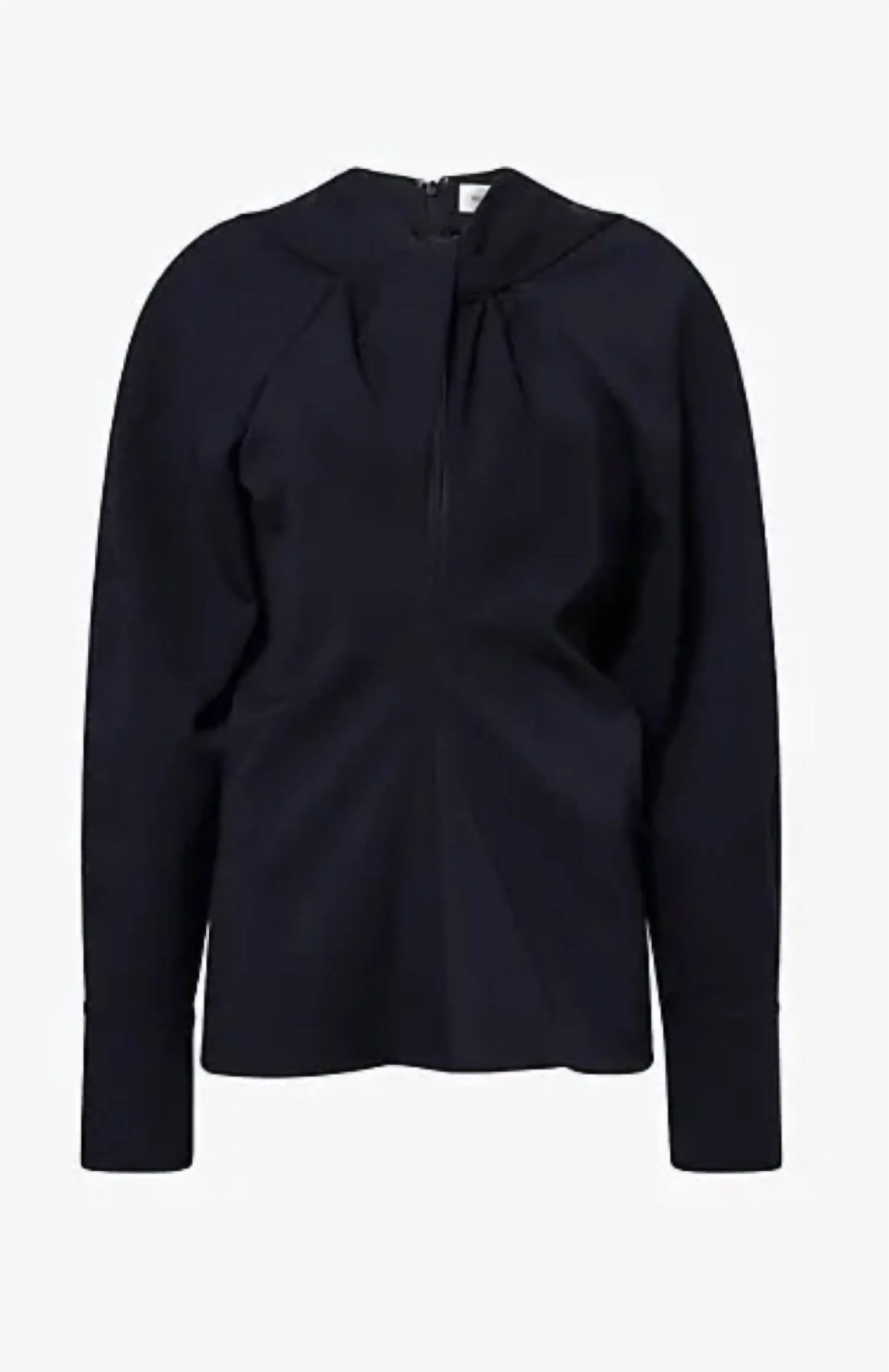 Twisted-Neckline Textured Blouse In Navy - Image 5