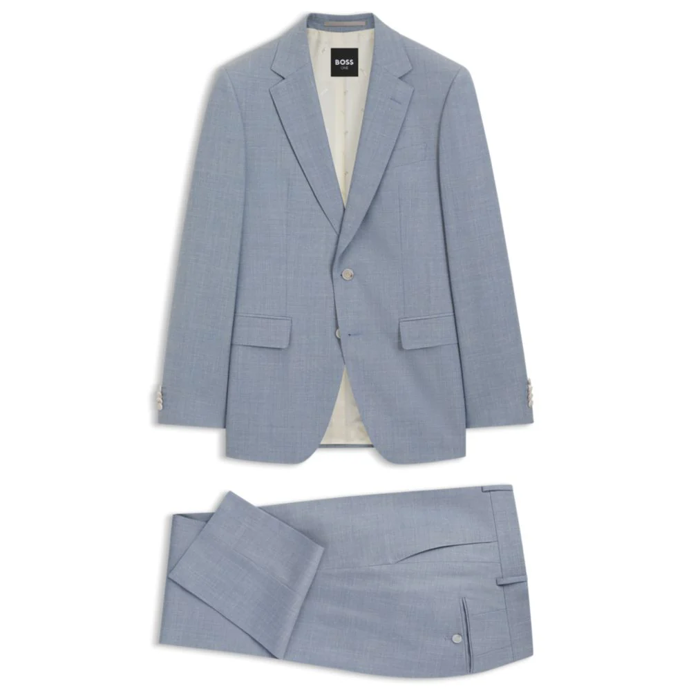 Two-piece wool-blend slim-fit suit with silk