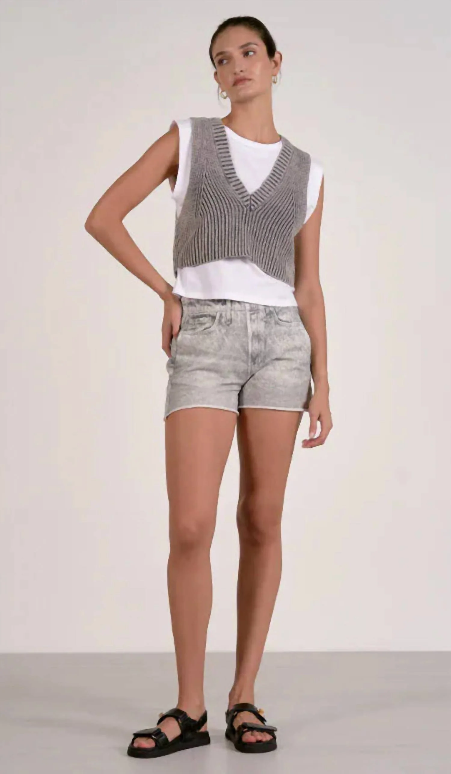 Twofer Yalor Sweater Vest In Grey Wash - Image 2