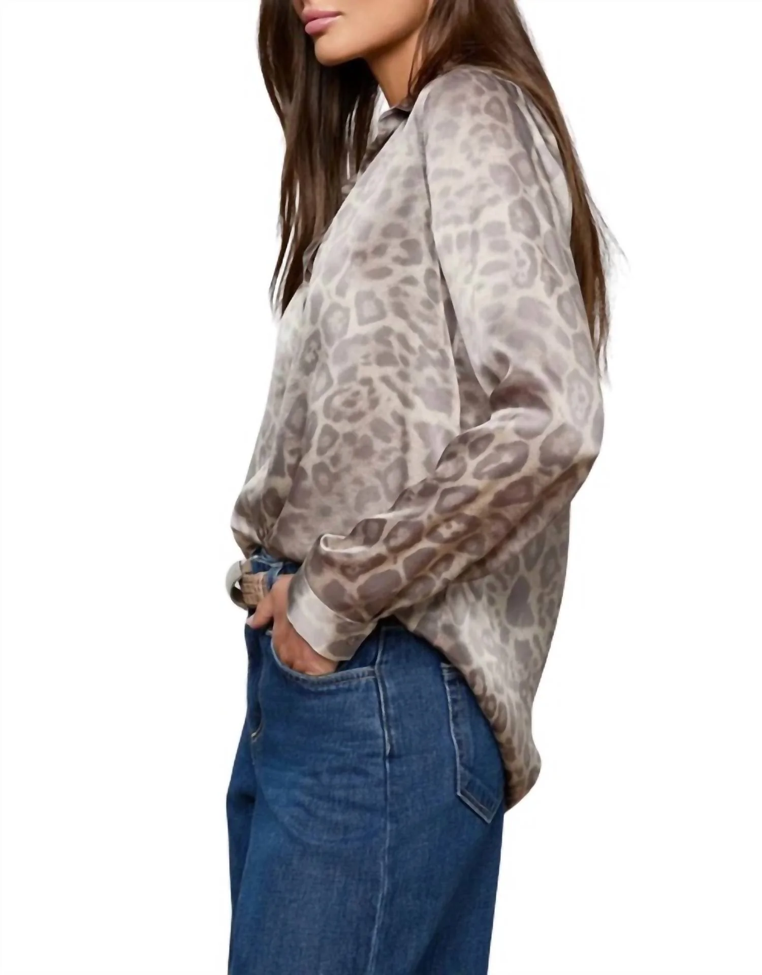 Tyler Silk Blouse In Grey Multi Patch Leopard - Image 2