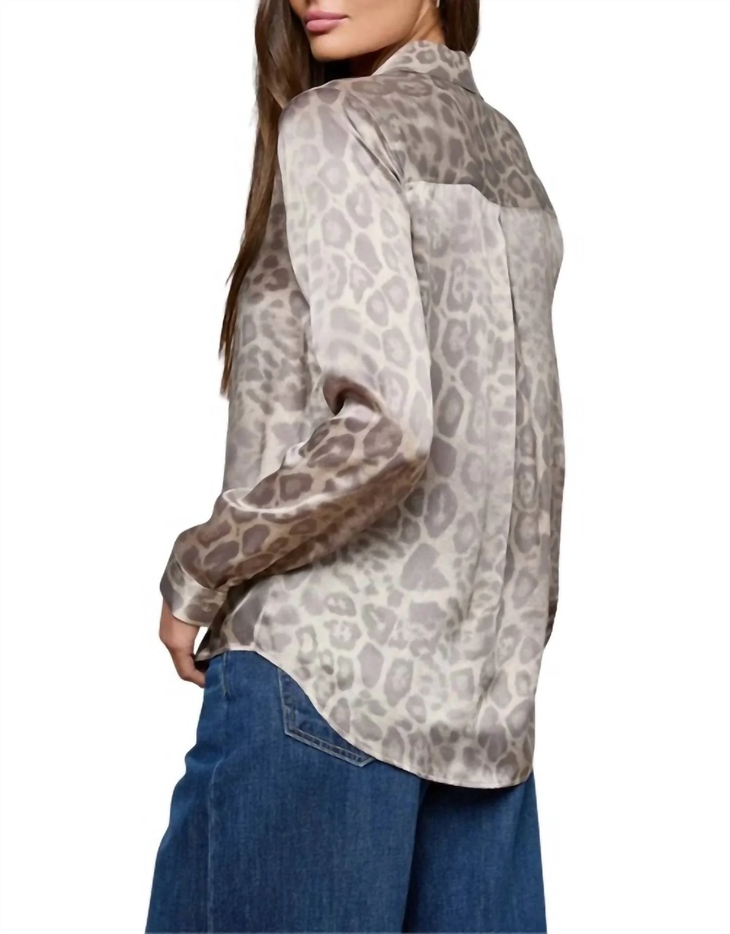 Tyler Silk Blouse In Grey Multi Patch Leopard - Image 3