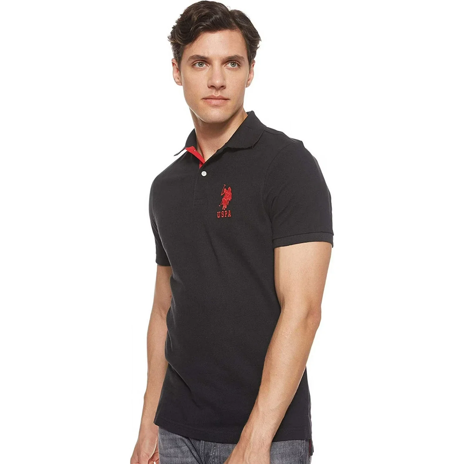 U.S. Polo Assn. Polo Shirt Men's Black Slim Fit Short Sleeve JDM2646
