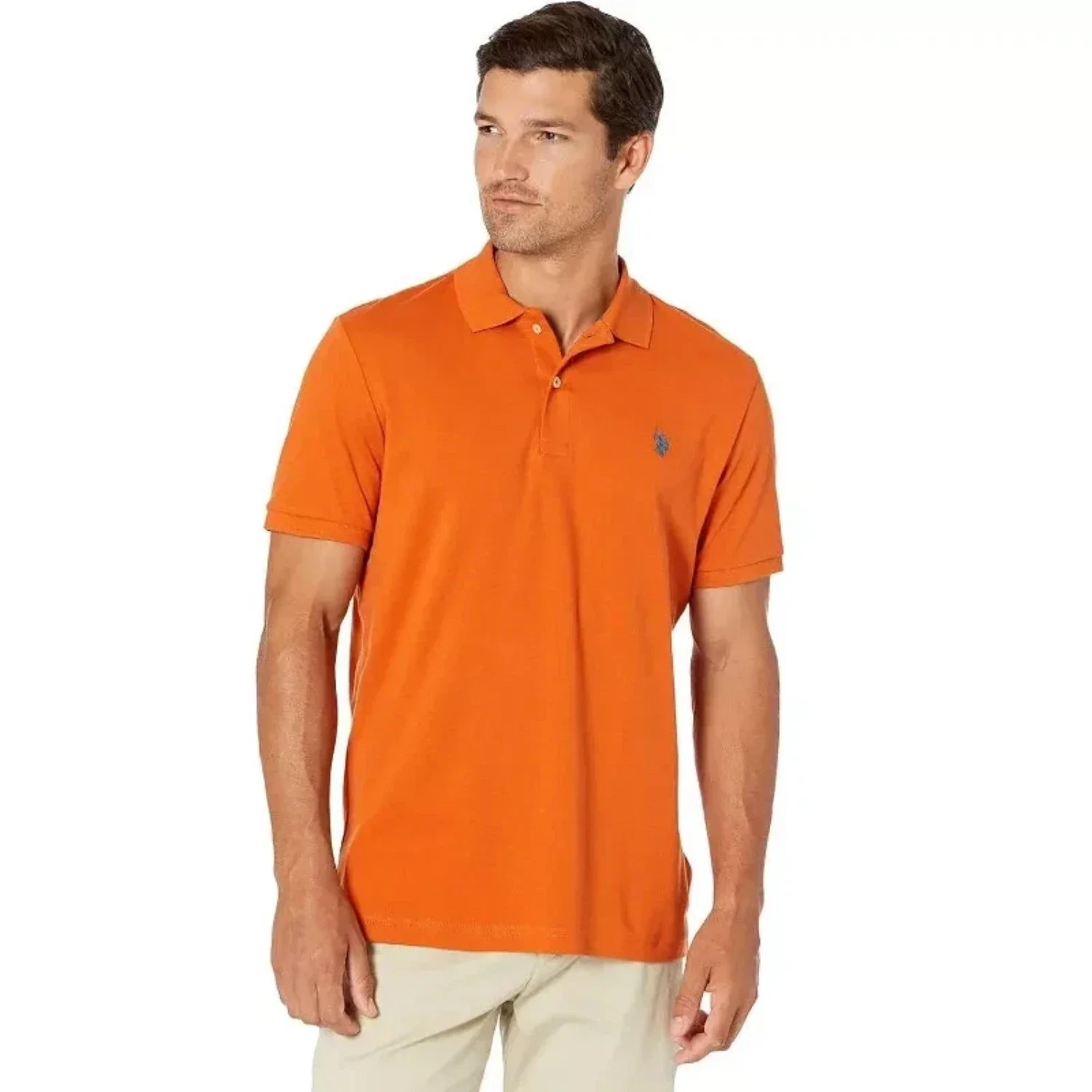 U.S. Polo Assn Polo Shirt Men's Orange Cotton Short Sleeve Pullover KFC424