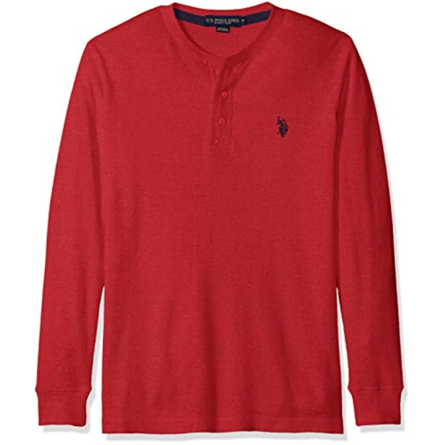 U.S. Polo Assn. Sweater Men's Red Heather Long Sleeve Thermal Henley JZZ8 - Image 4