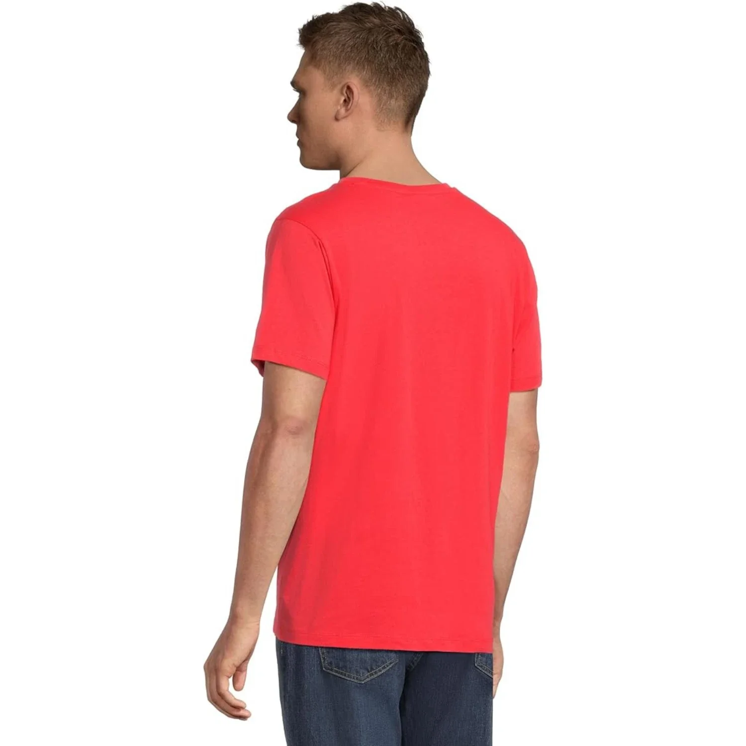 U.S. Polo Assn. T-Shirt Mens Barberry 100% Cotton Short Sleeve V-Neck GBO 55 - Image 3