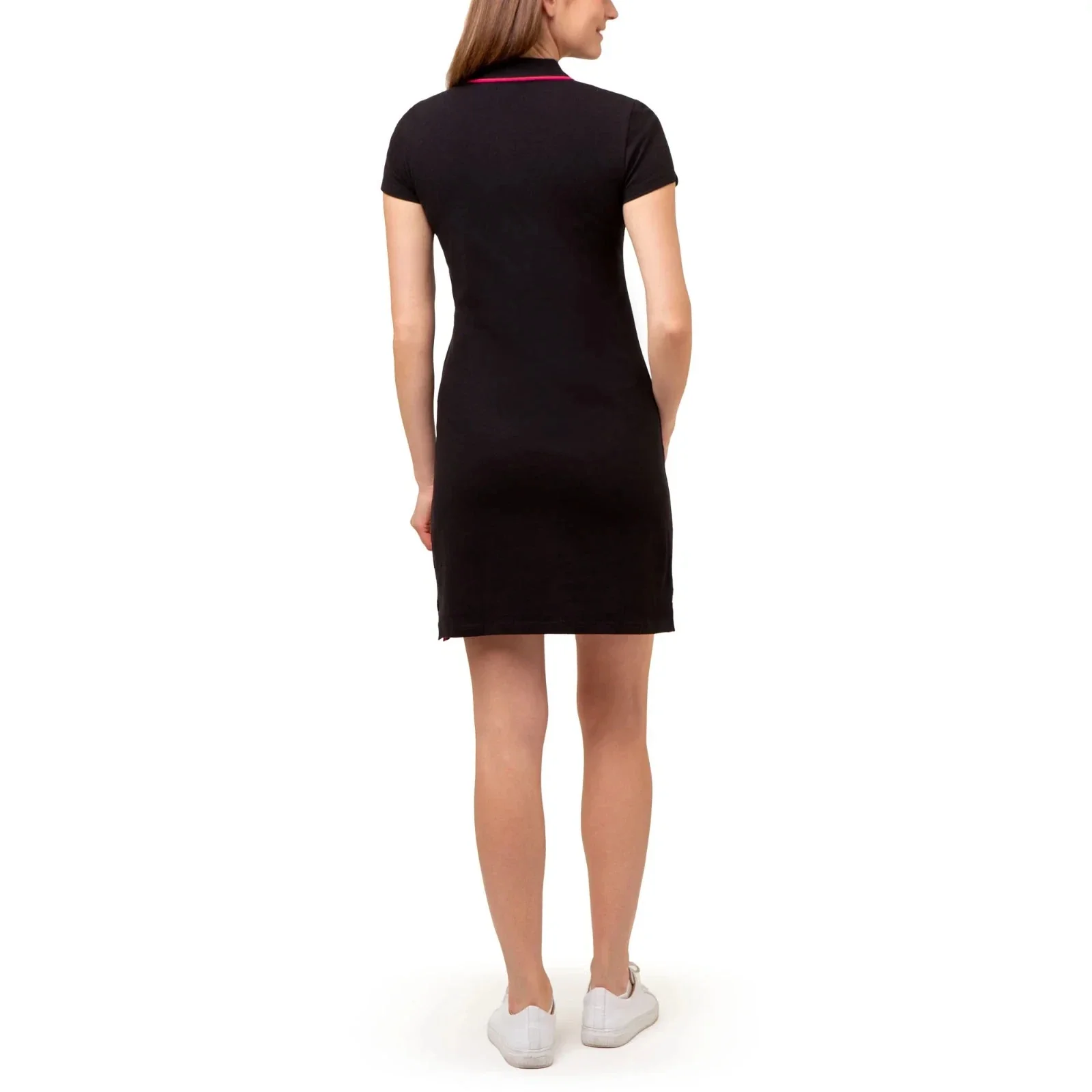 U.S. Polo Assn. Tipped Polo Dress Women Black Short Sleeve Active GBO1793 - Image 2