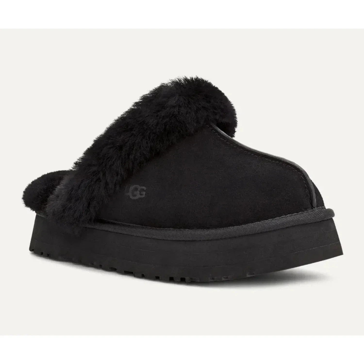 UGG Disquette 1122550-BLK Slippers Women's Black Sheepskin Platform RHS8359