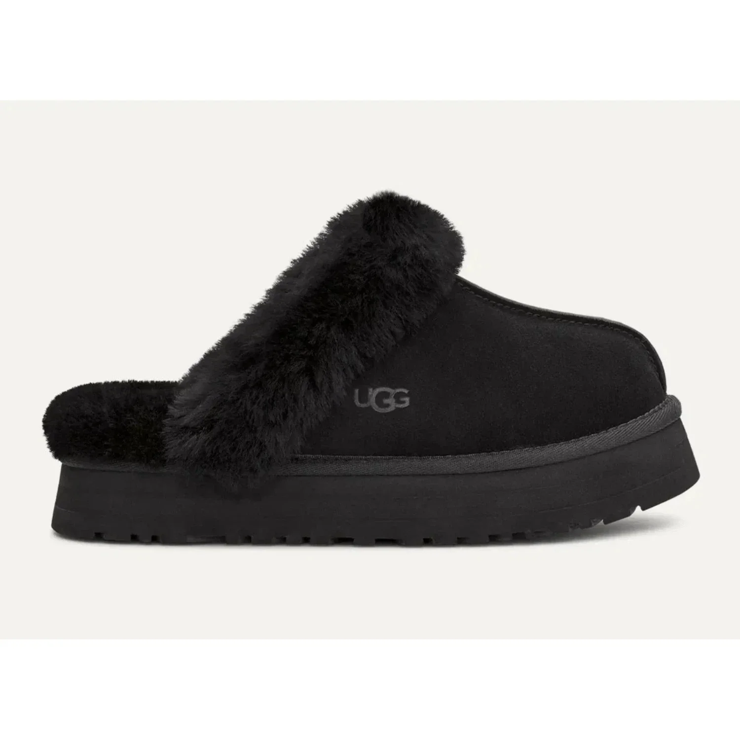 UGG Disquette 1122550-BLK Slippers Women's Black Sheepskin Platform RHS8359 - Image 2
