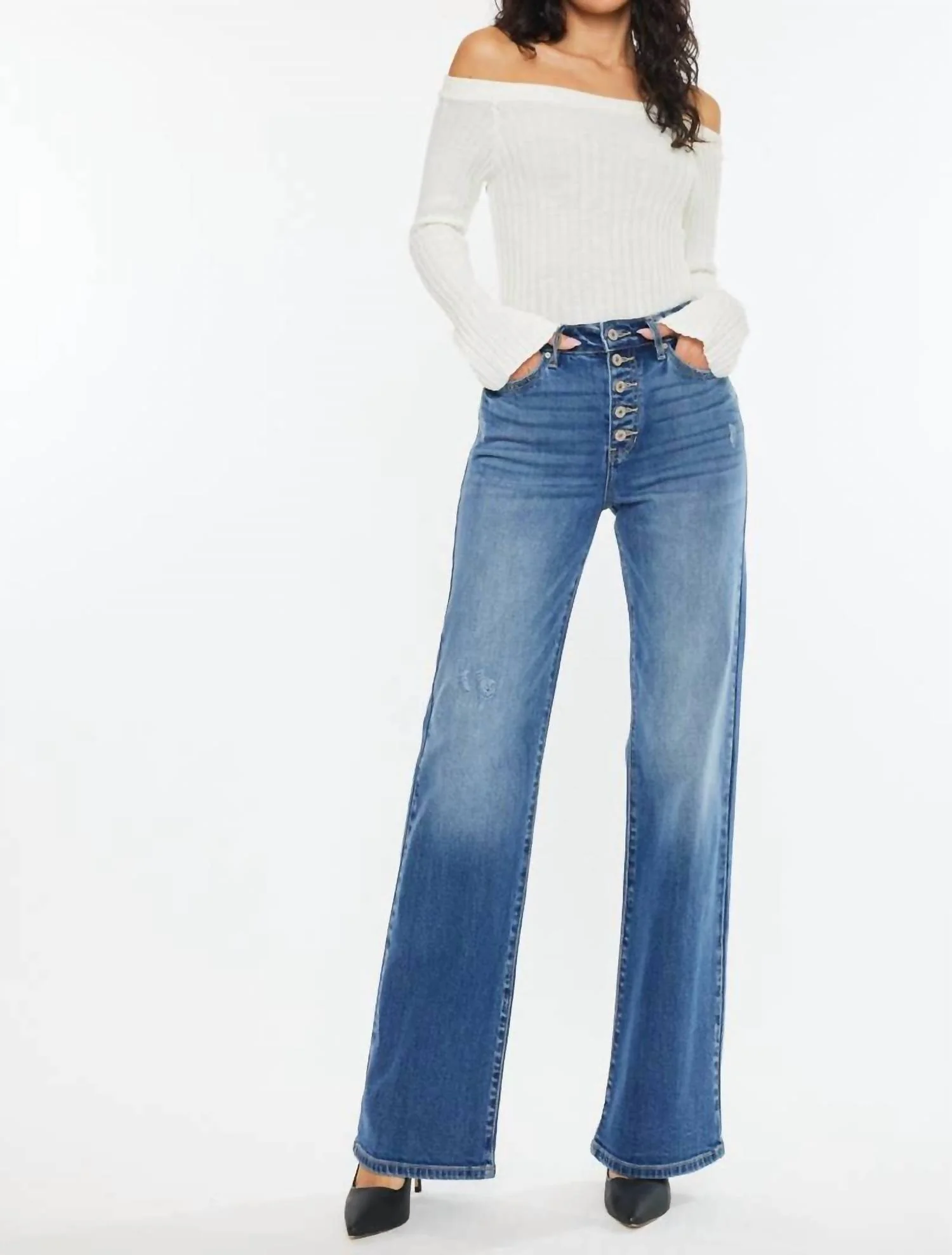 Ultra High Rise 90S Flare Jeans In Medium Wash
