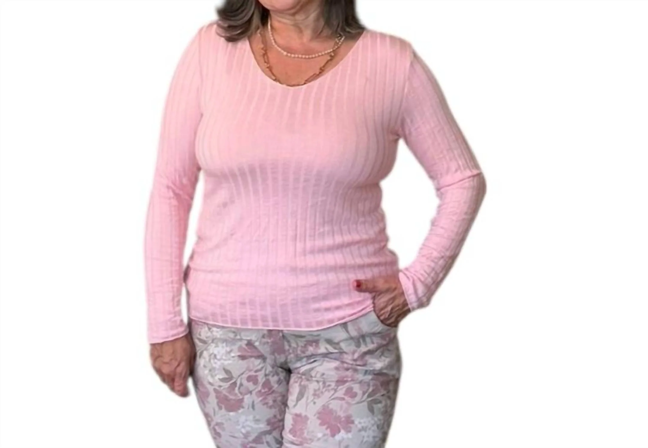 Ultra Soft Everyday Rib Knit Top In Pink - Image 3