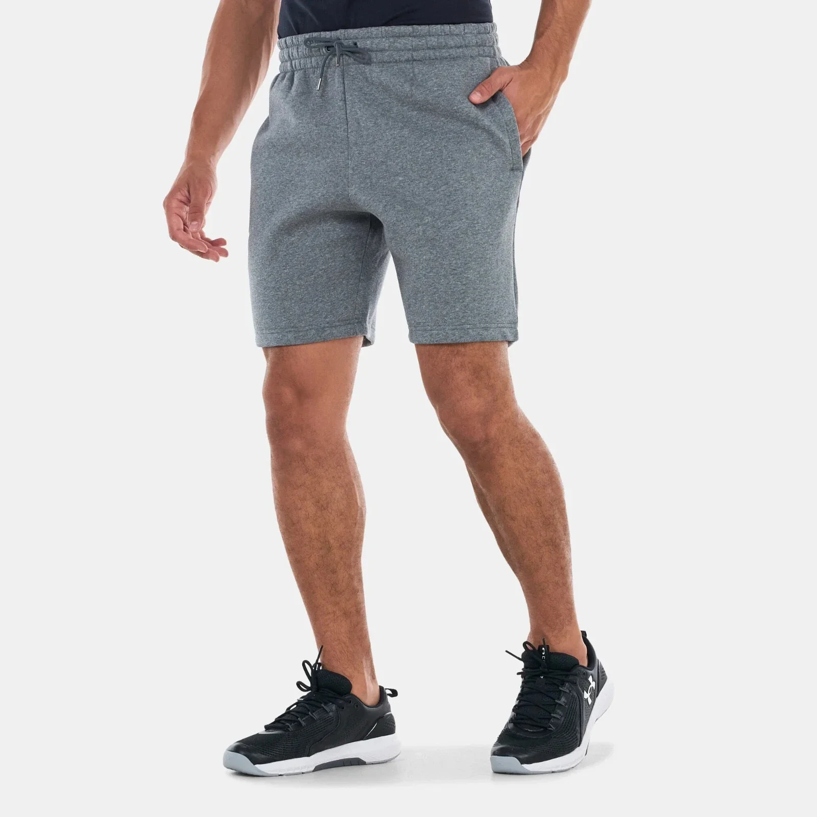 Under Armour Essential Fleece Shorts Men's Gray Drawstring Waist DSGL1088