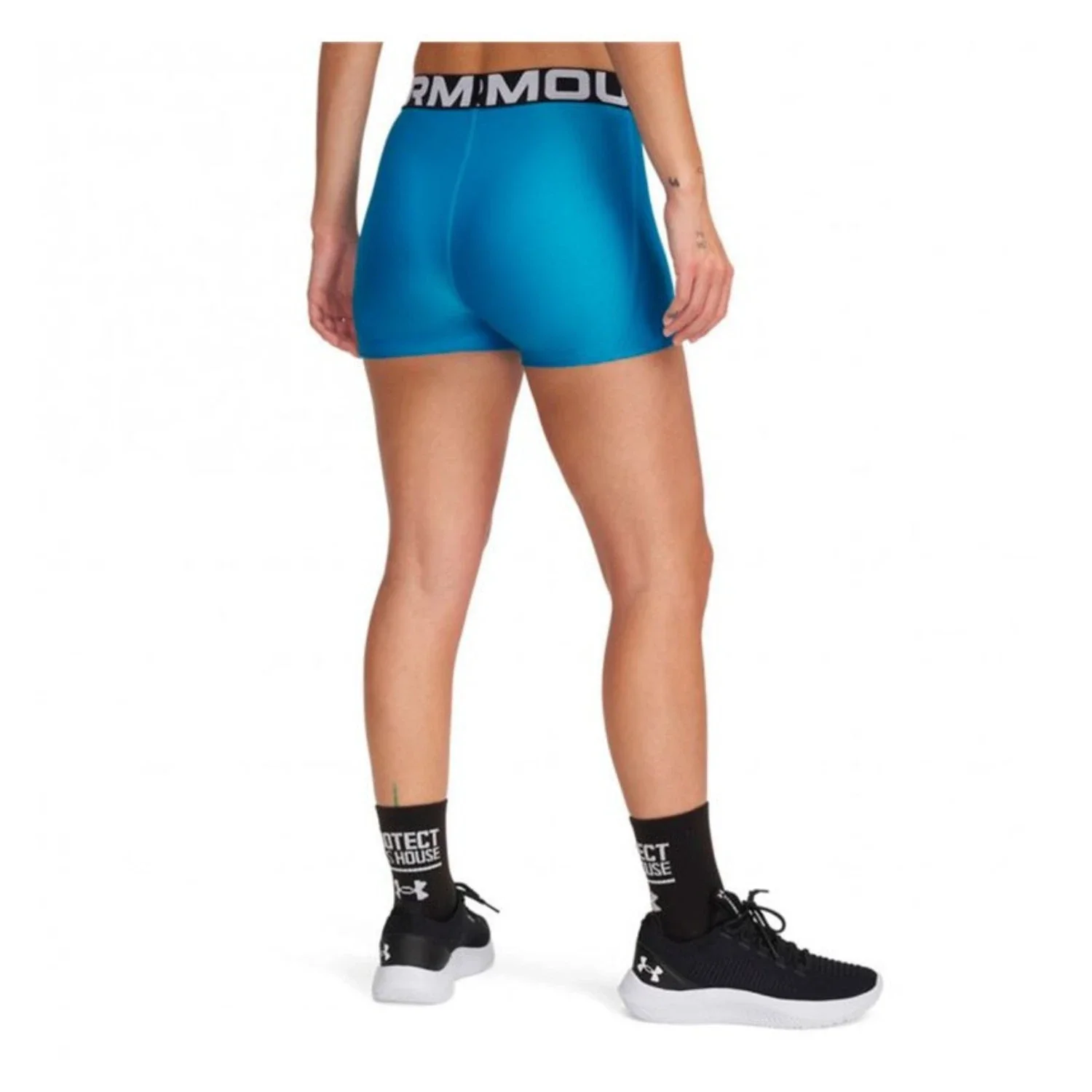 Under Armour HeatGear Shorts Women's Blue 4-Way Stretch Elastic Waist DSGL552 - Image 4