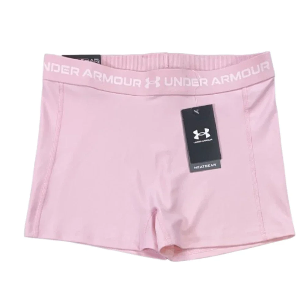 Under Armour Heatgear Shorty Shorts Womens Light Pink Elastic Waist DSGL1007