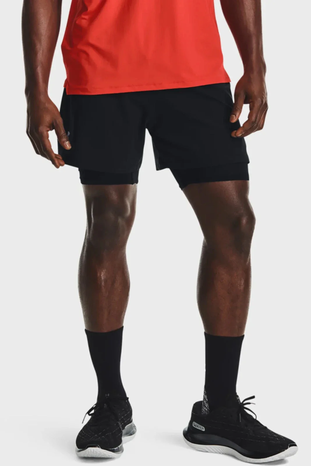 Under Armour Iso-Chill Run 2-in-1 Shorts Men's Black Stretch Active DSGL409