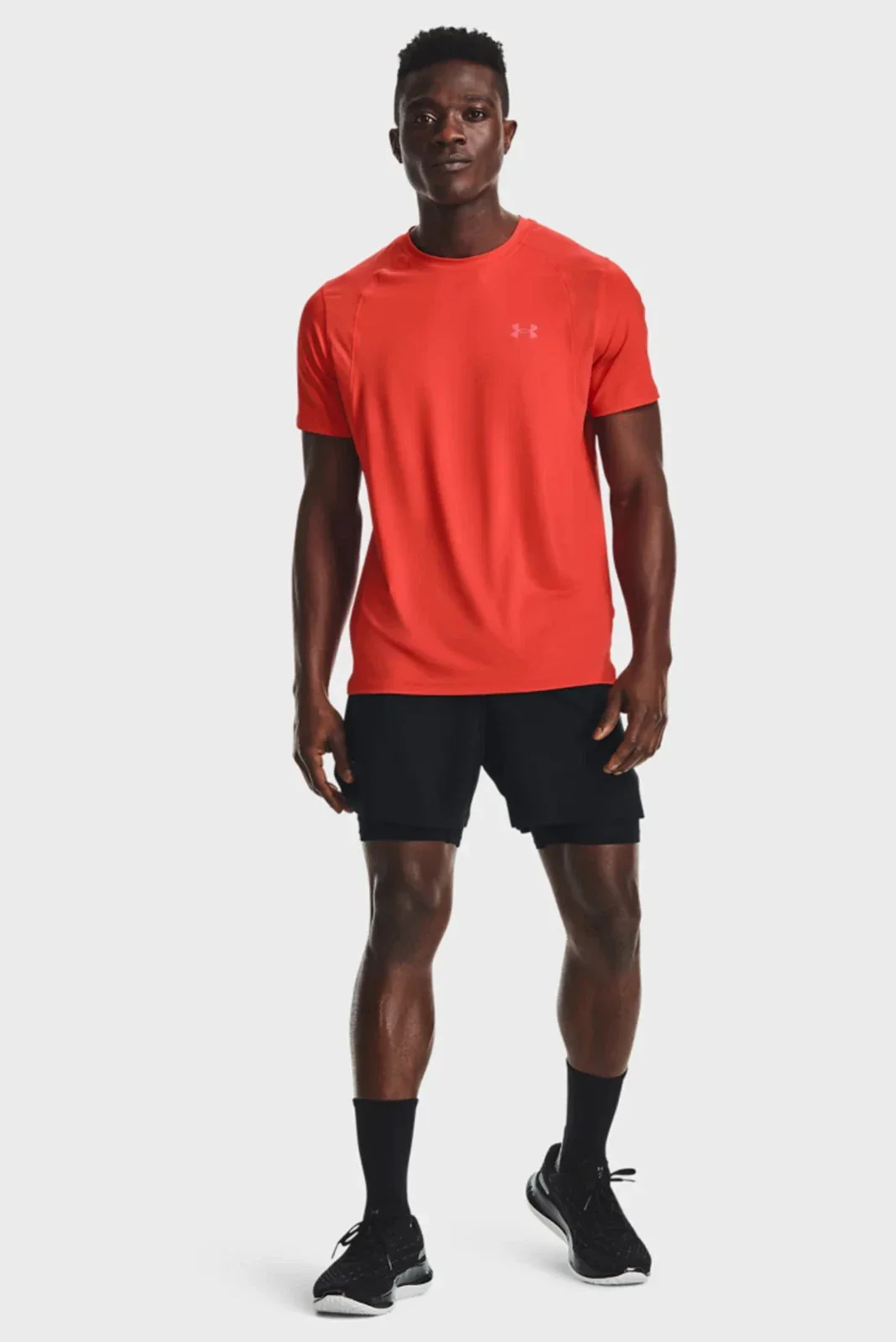 Under Armour Iso-Chill Run 2-in-1 Shorts Men's Black Stretch Active DSGL409 - Image 2