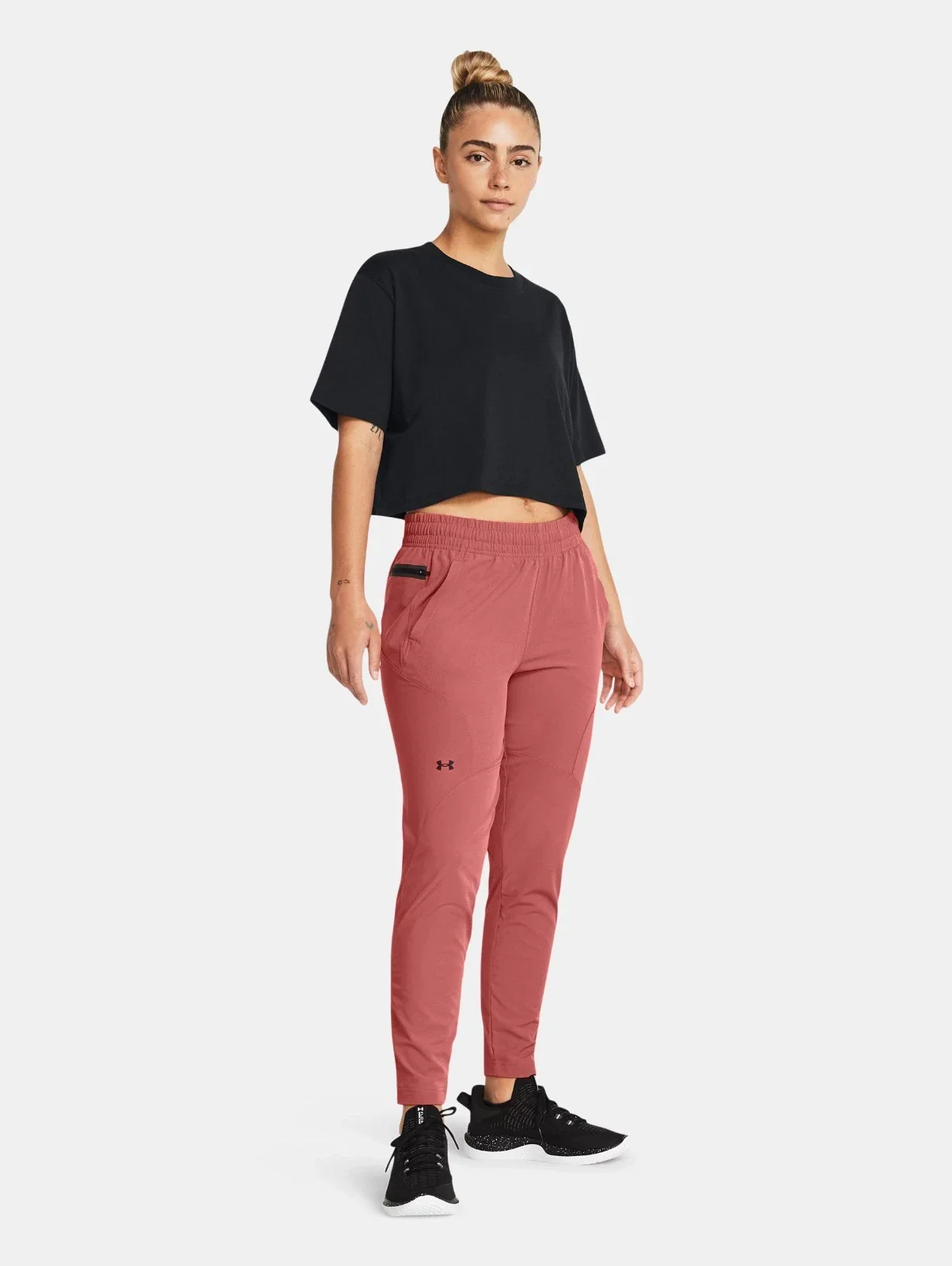 Under Armour Unstoppable Hybrid Pants Women Sedona Red Performance DSGL143 - Image 2