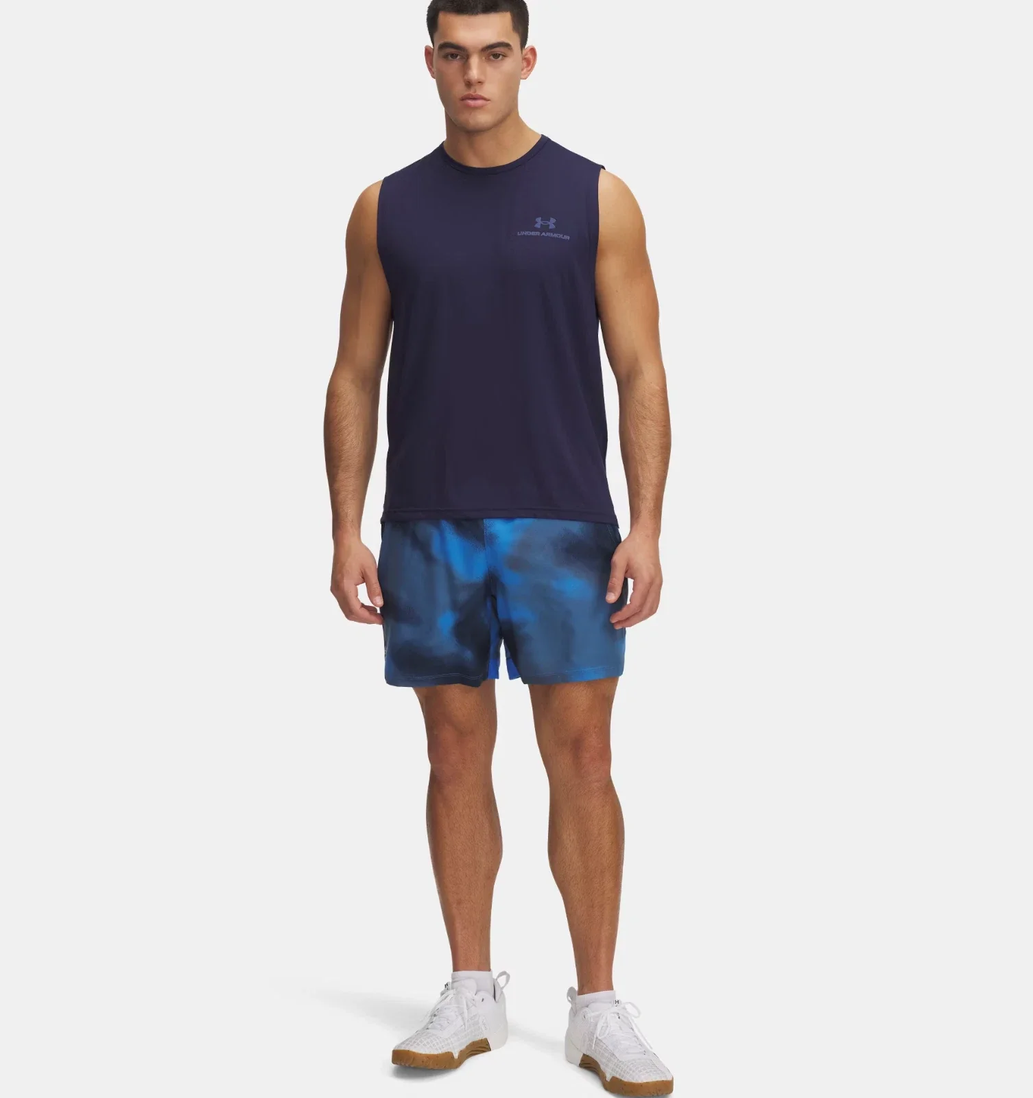 Under Armour Vanish Shorts Men's Blue Stretch Woven Printed Activewear DSGL772 - Image 3