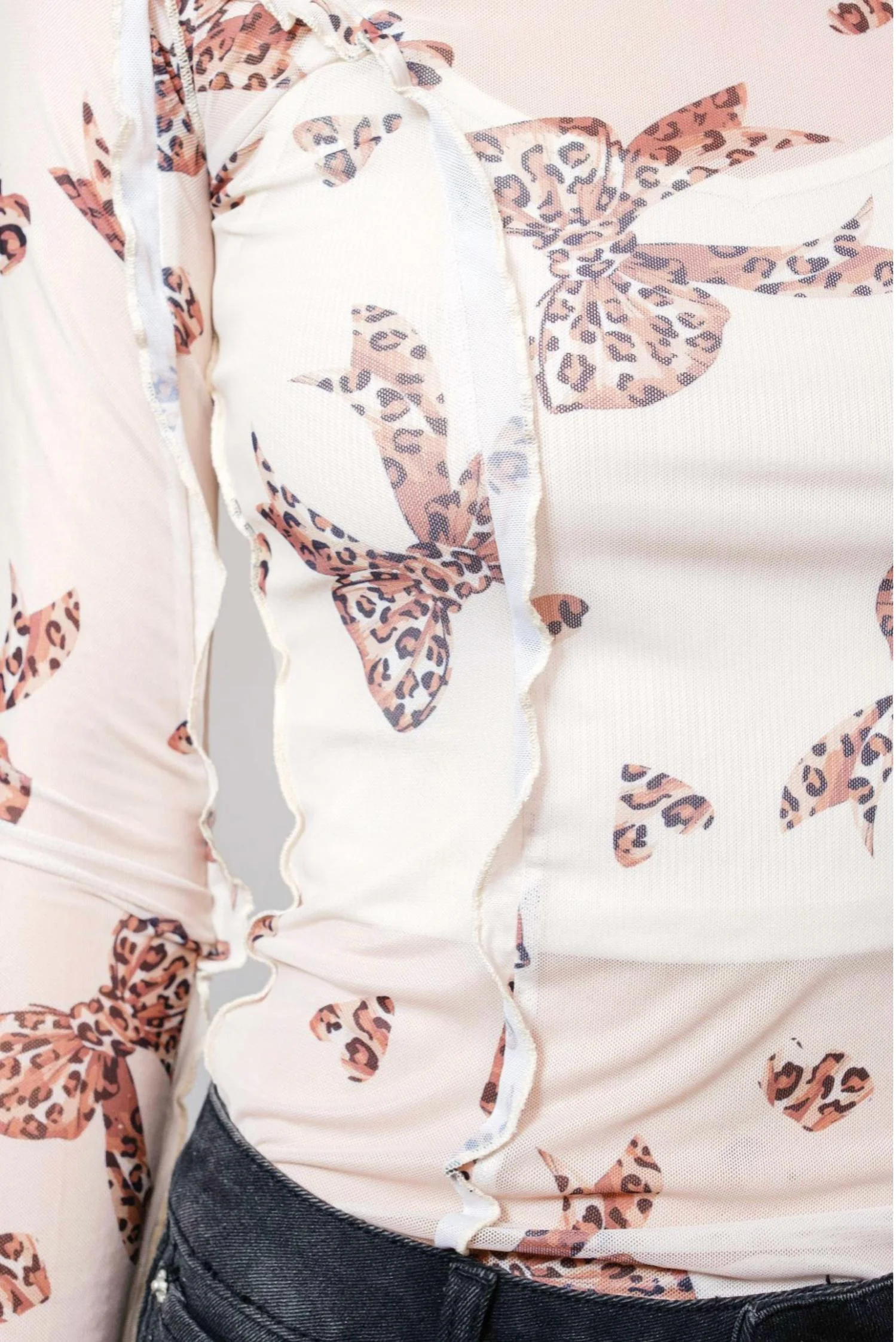 Untamed Bows Mesh Top In White Multi - Image 4