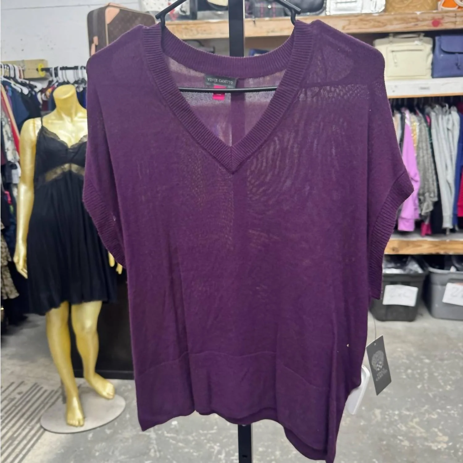 V-Neck Knit Top In Purple - Image 2
