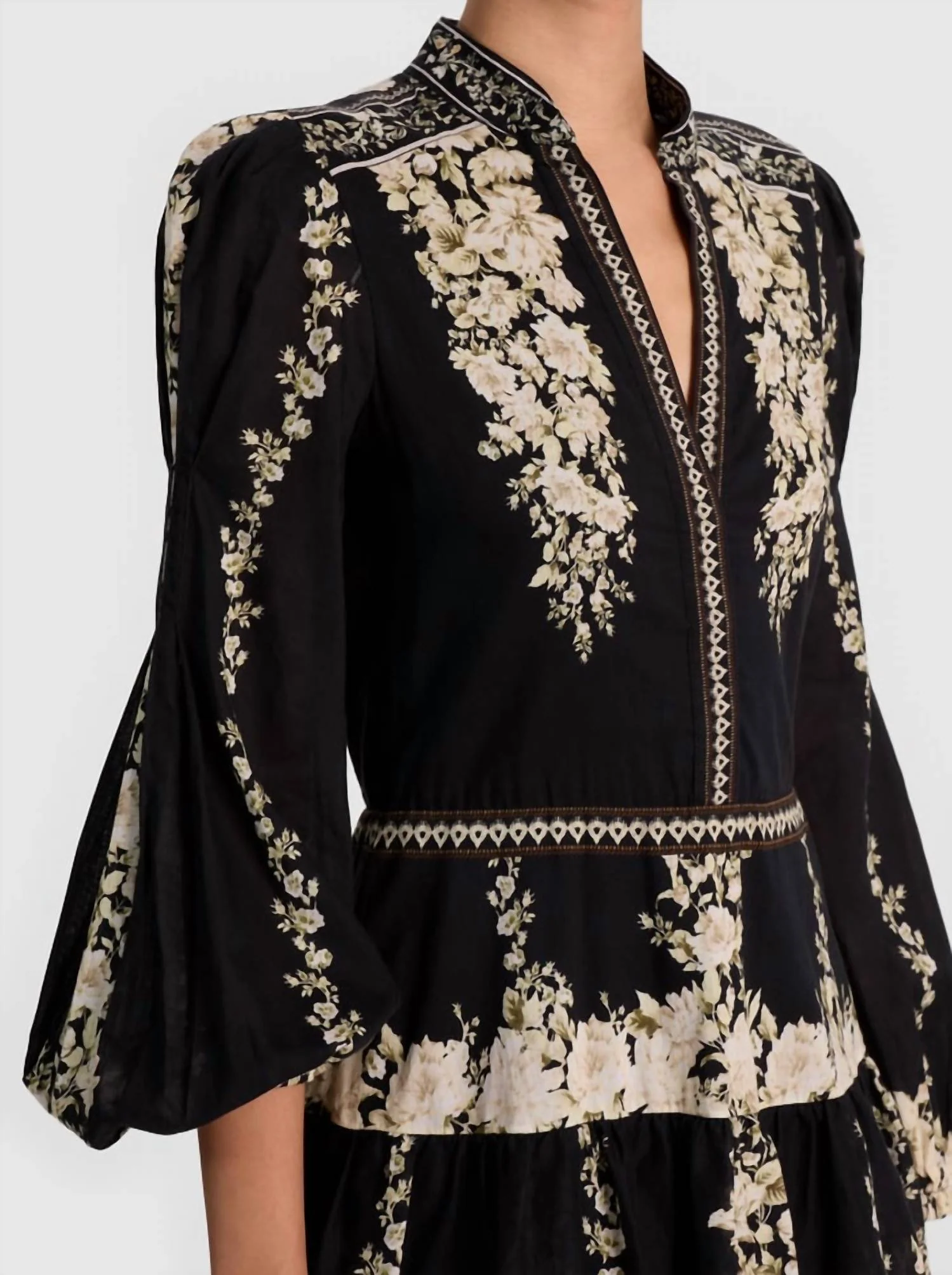 Valencia Deep V Long Sleeve Mini Dress In Free Falling - Image 3