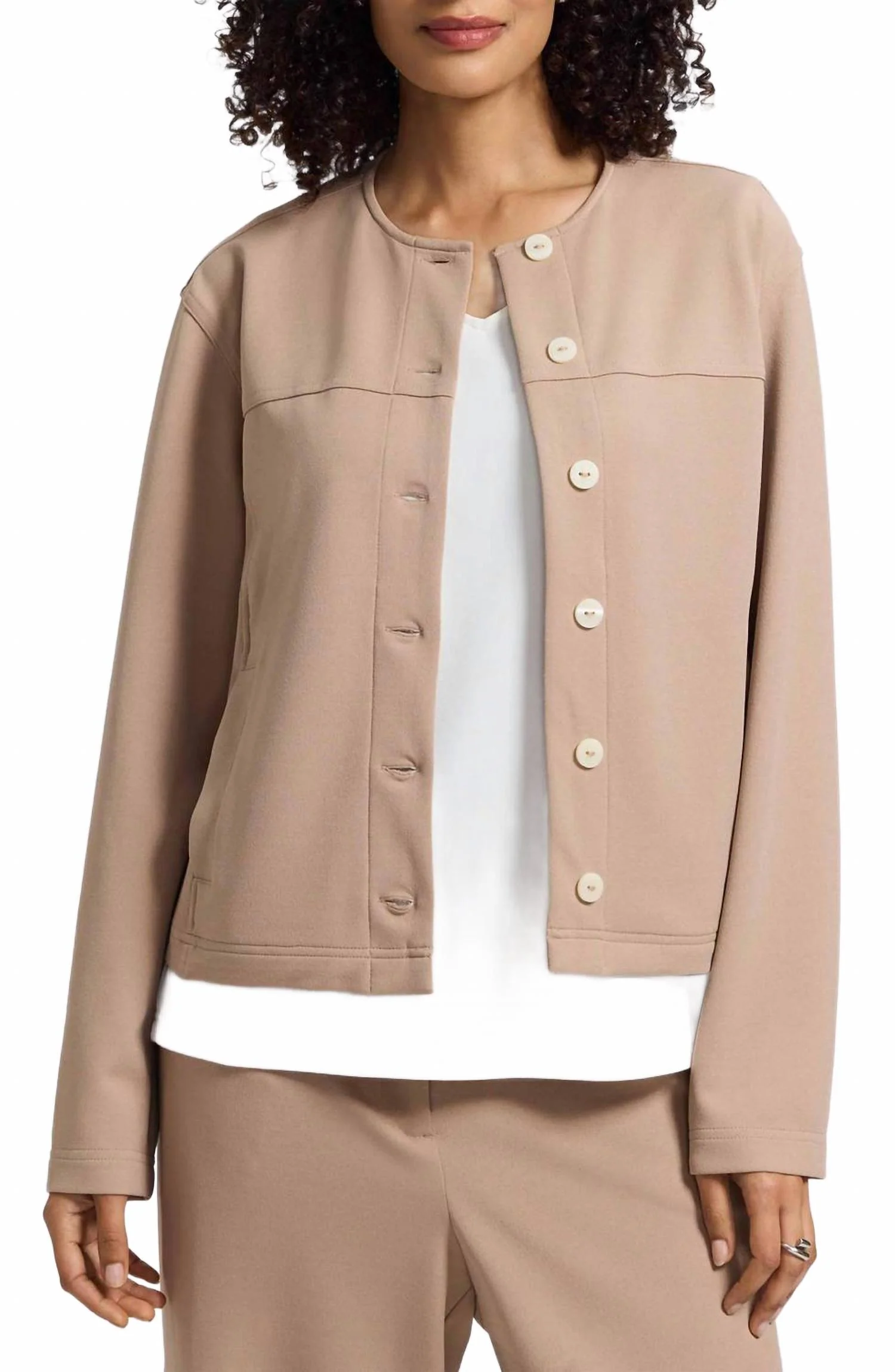 Valerie Crepe Knit Jacket In Khaki