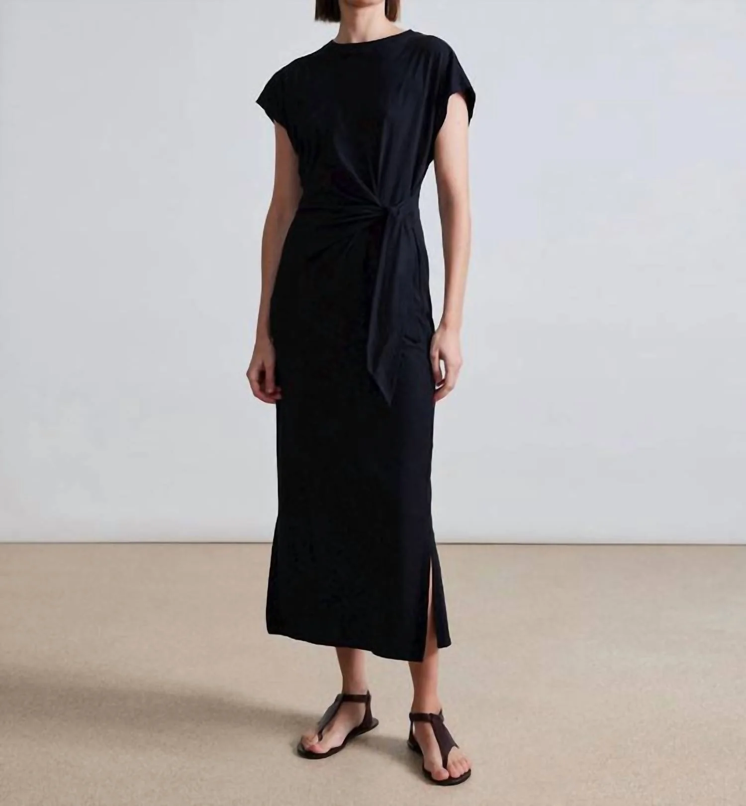 Vanina Cinched Midi Dress In Black