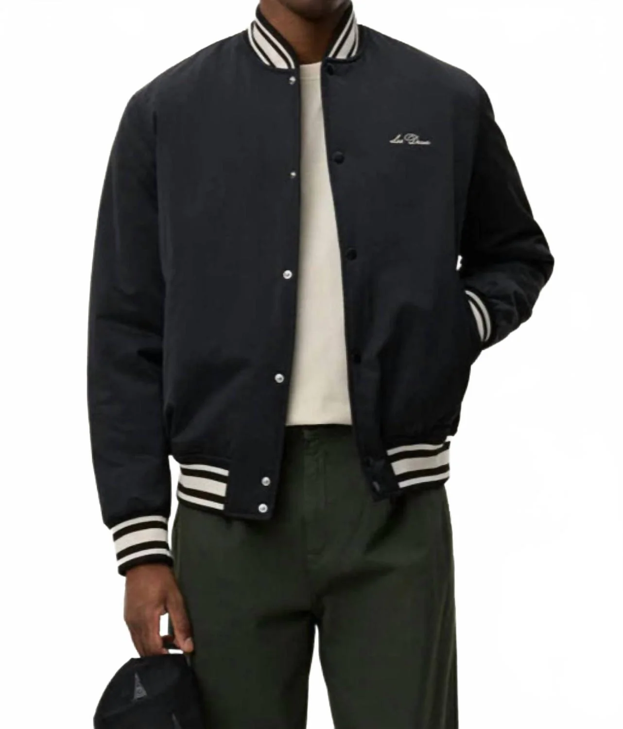 Varsity Tech Jacket In Black-Violet