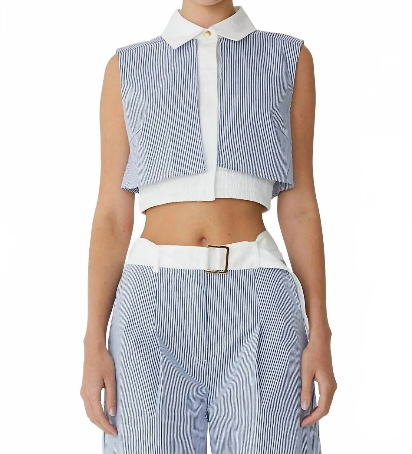 Veda Top In Blue/white Stripe
