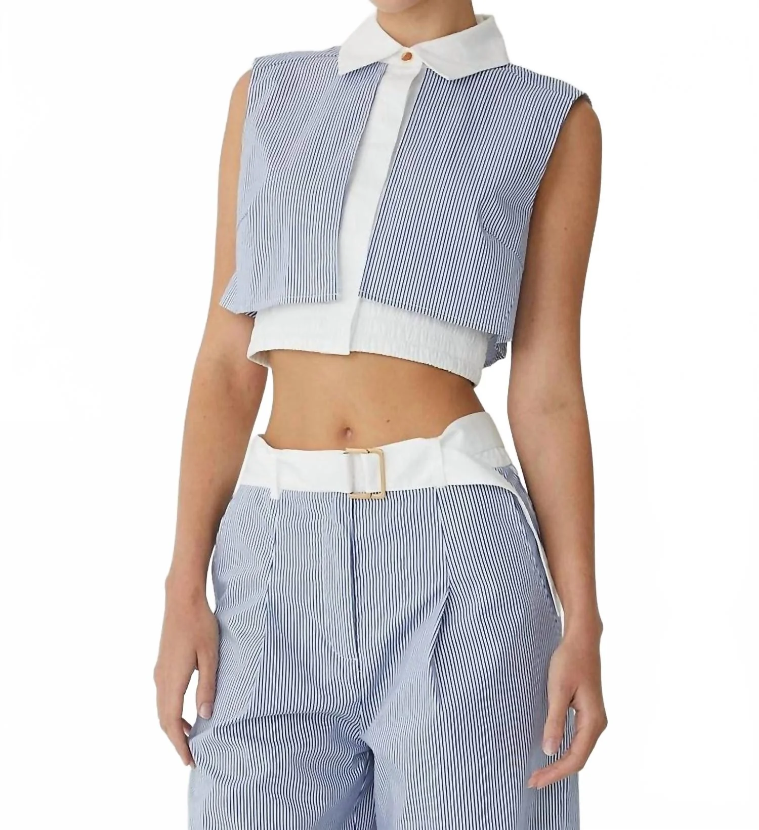 Veda Top In Blue/white Stripe - Image 2
