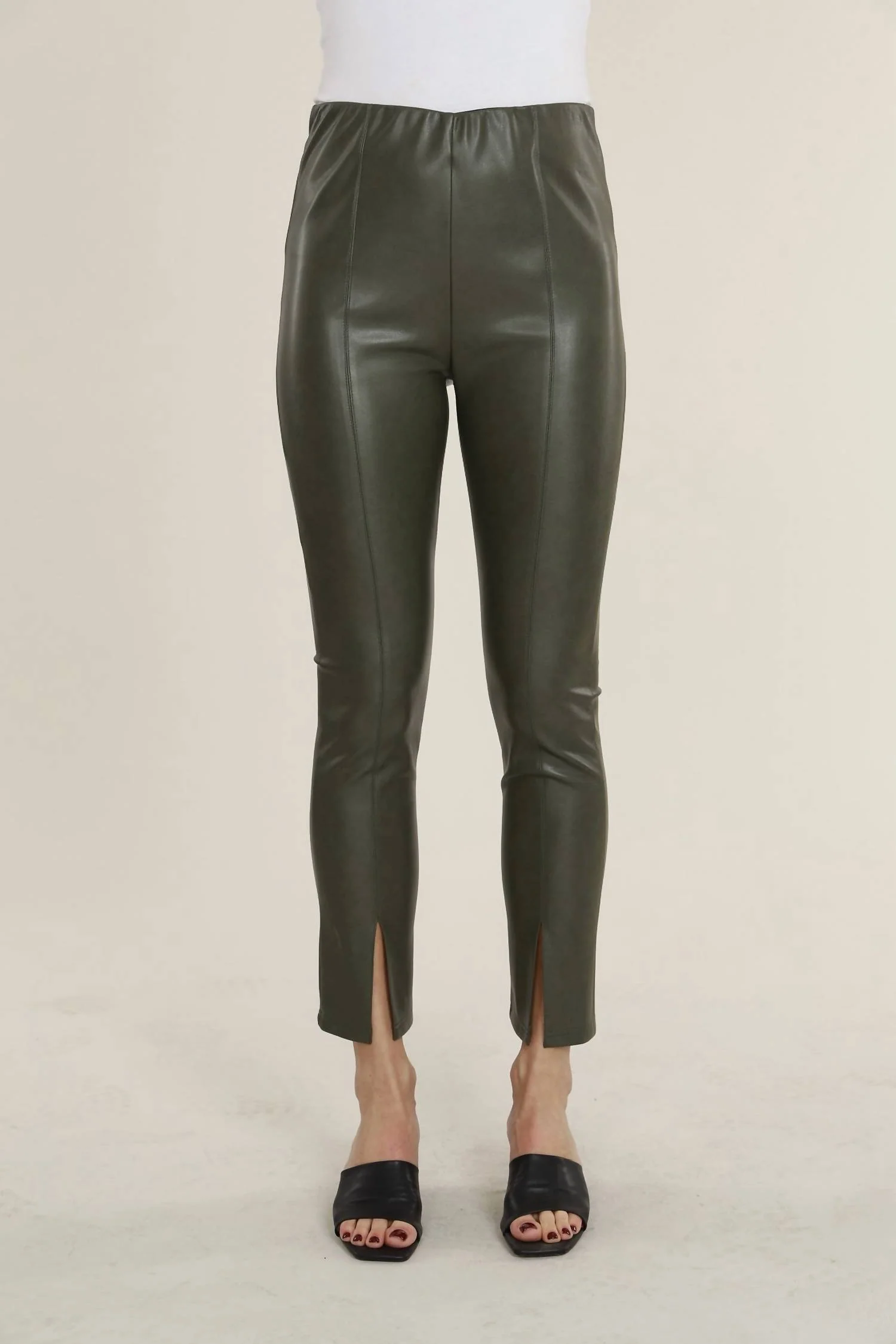 Vegan Leather Leggings In Army
