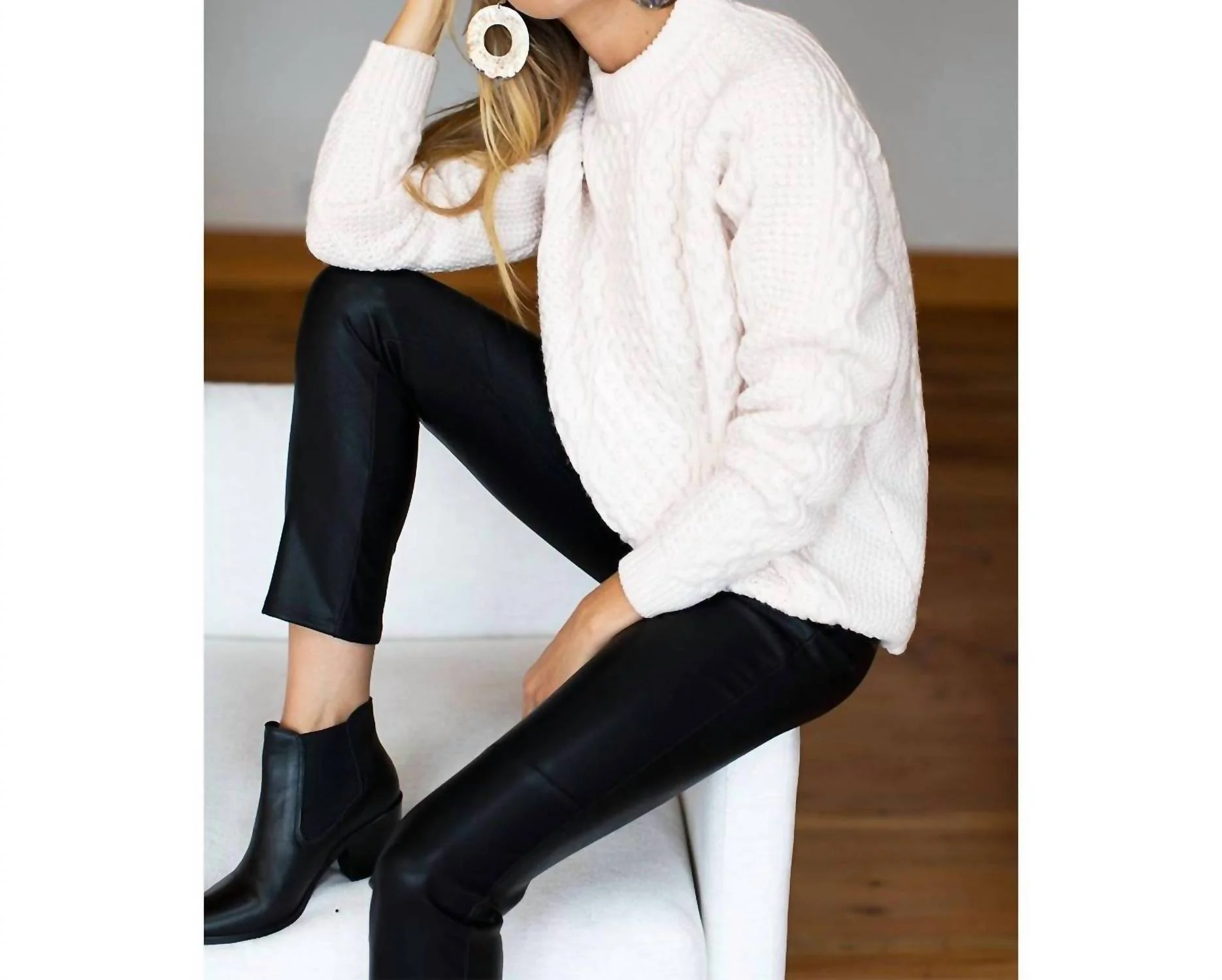 Vegan Leather Leggings In Black - Image 5