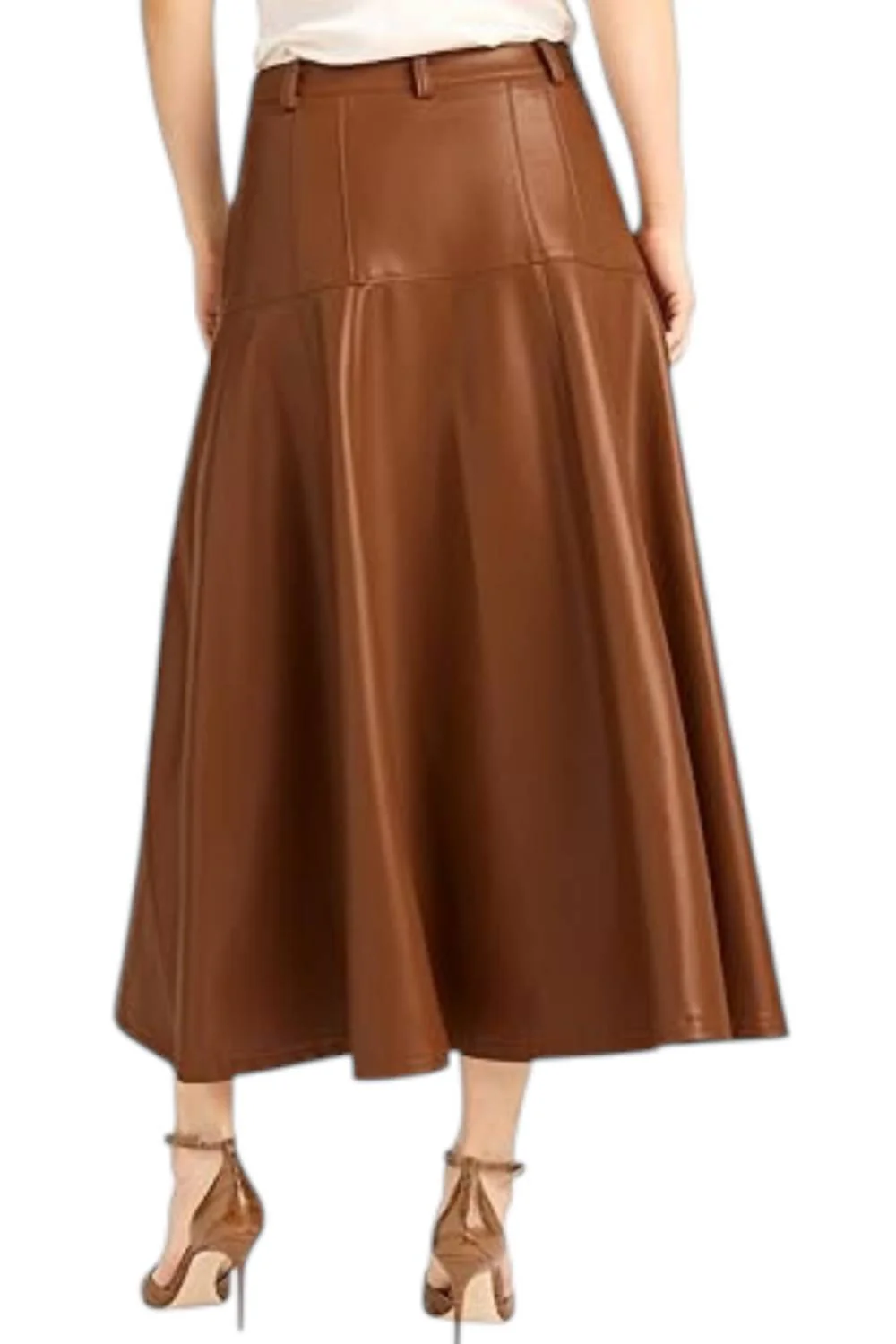 Vegan Leather Veena Midi Skirt In Dark Sepia - Image 3