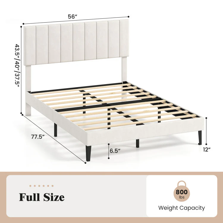 Velvet Upholstered Platform Bed Frame - Image 3