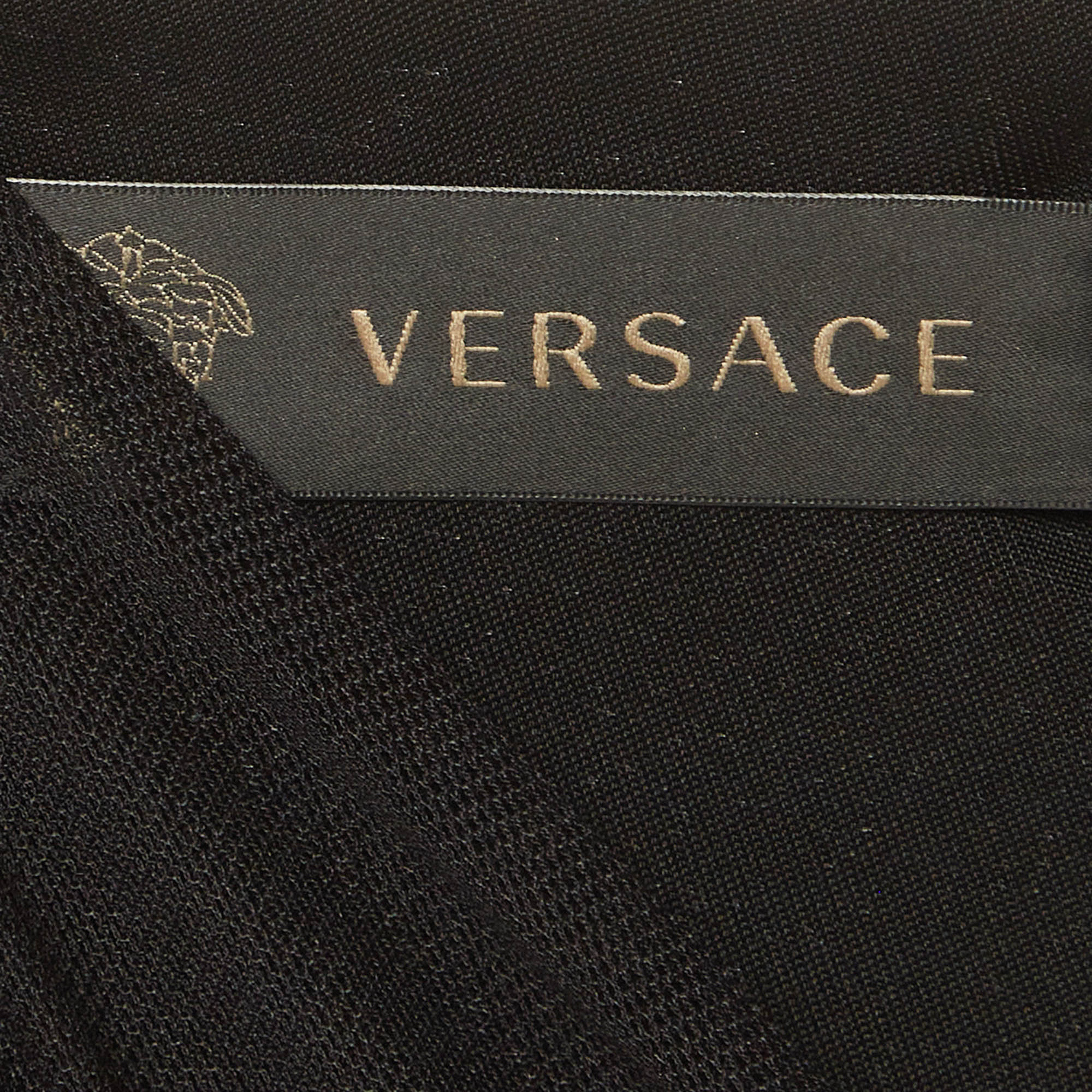Versace Black Jersey And Tulle Draped Midi Dress - Image 6