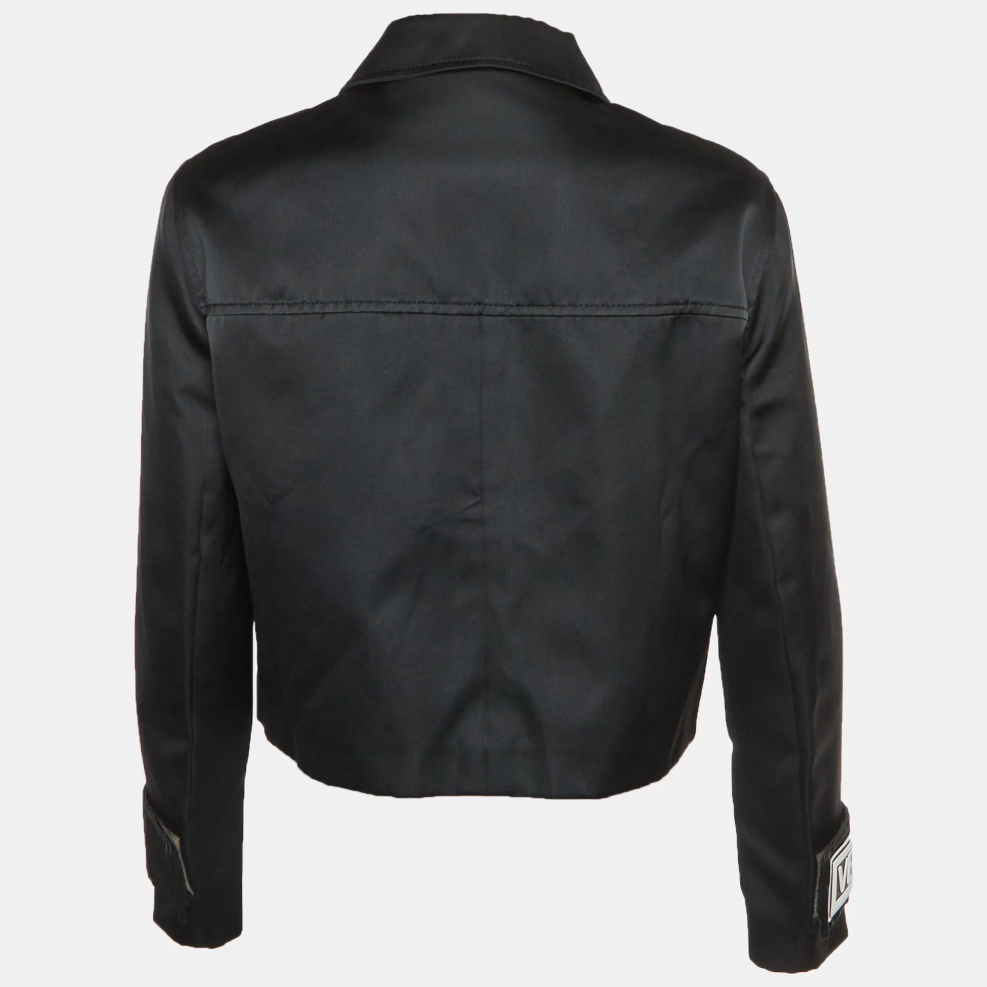 Versace Black Jersey Cropped Zip Jacket - Image 2
