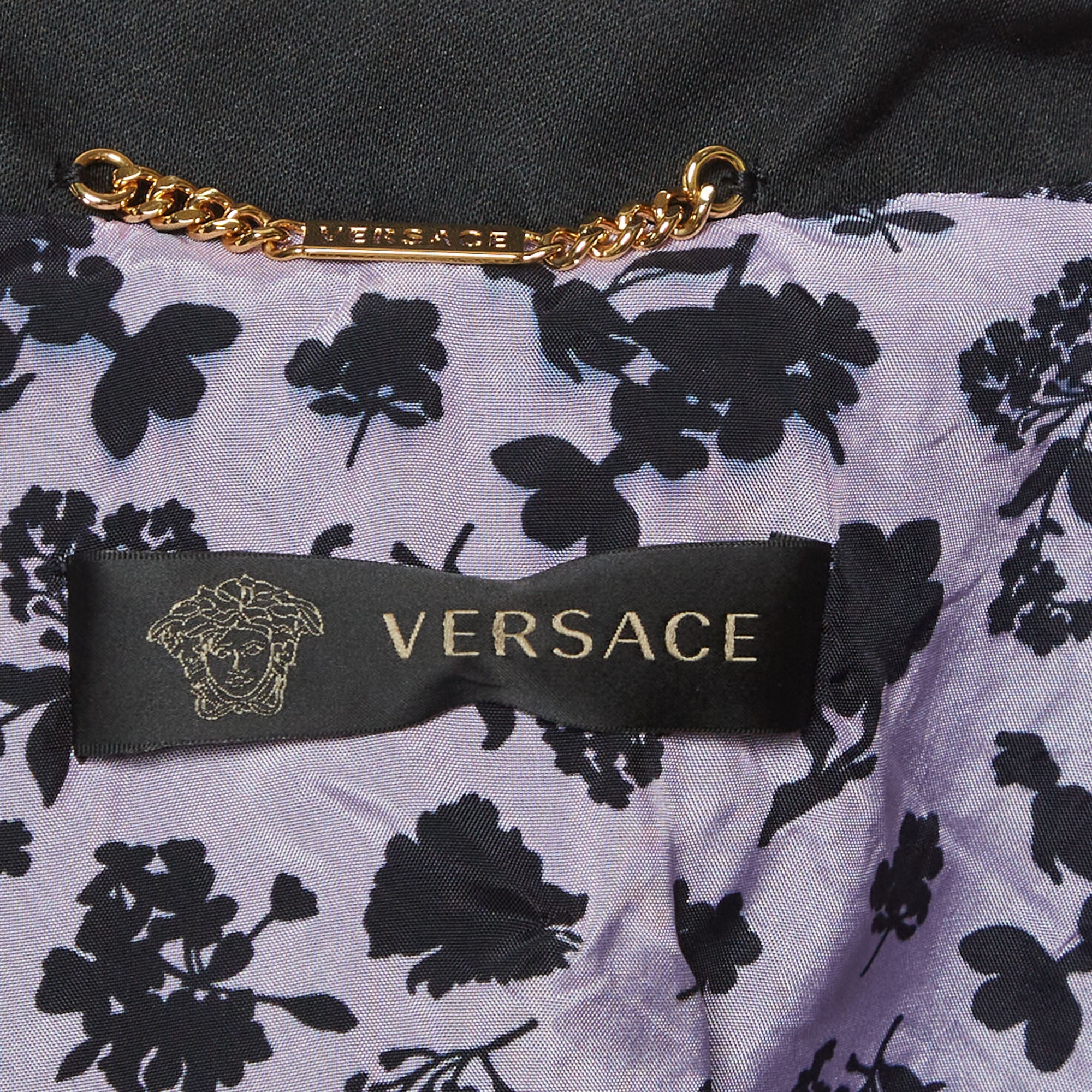 Versace Black Jersey Cropped Zip Jacket - Image 6
