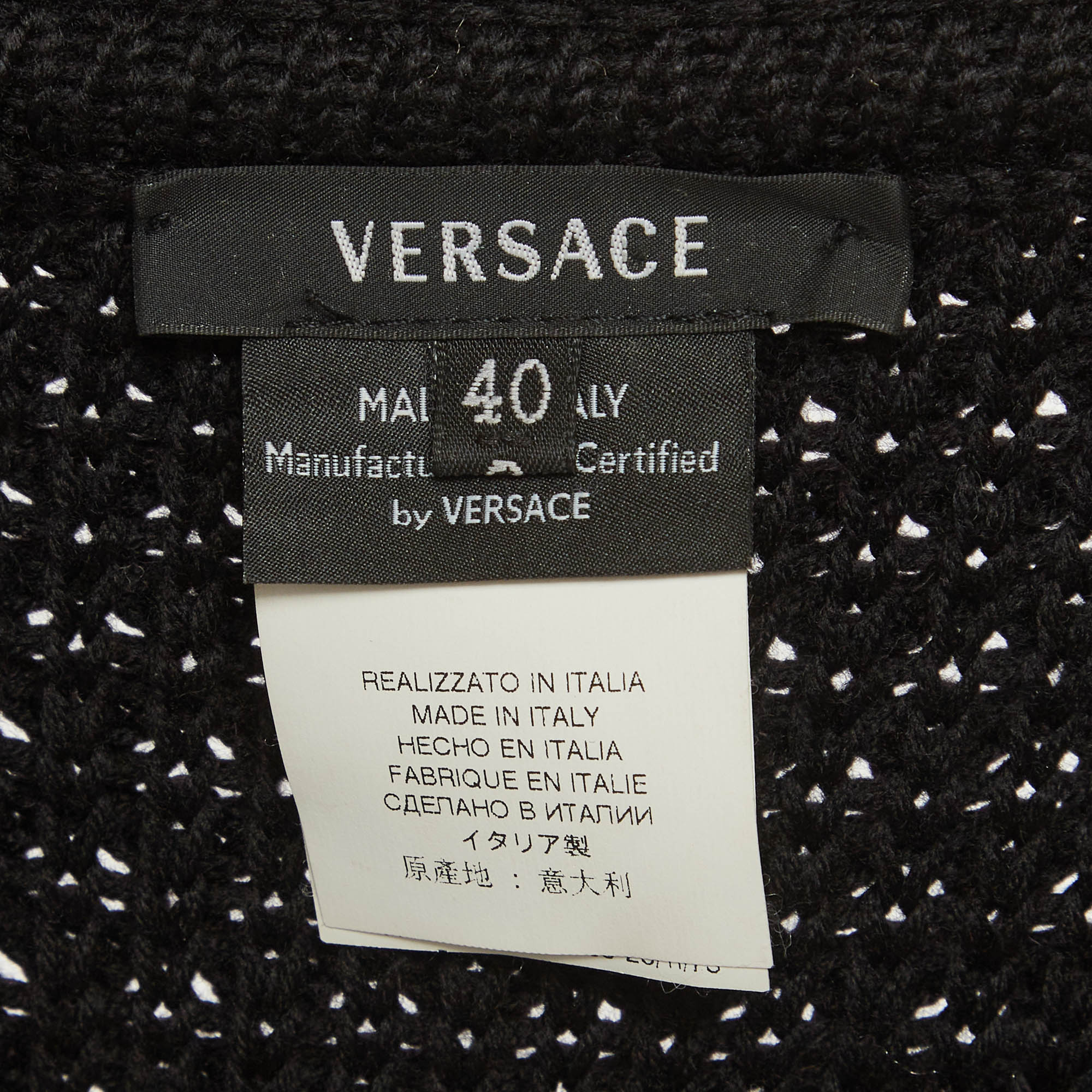 Versace Black Knit Double Breasted Coat - Image 5