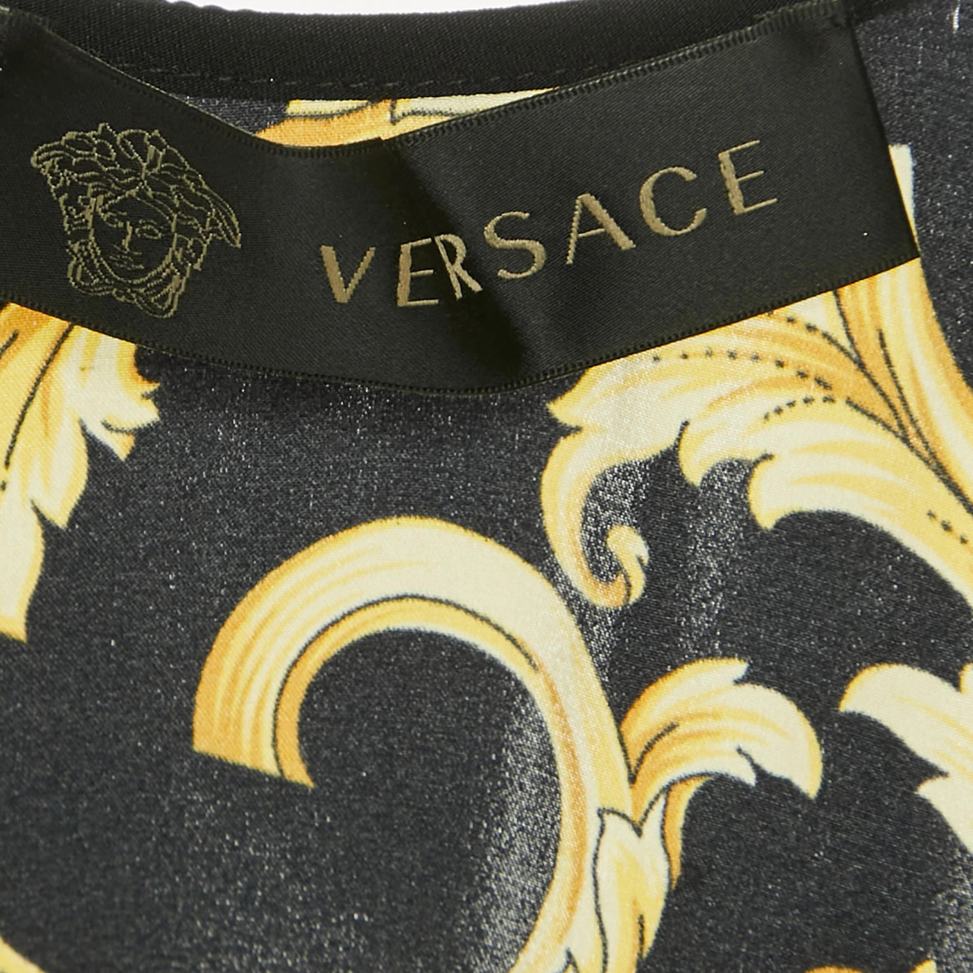 Versace Black Medusa Print Silk Sleeveless Mini Dress - Image 5