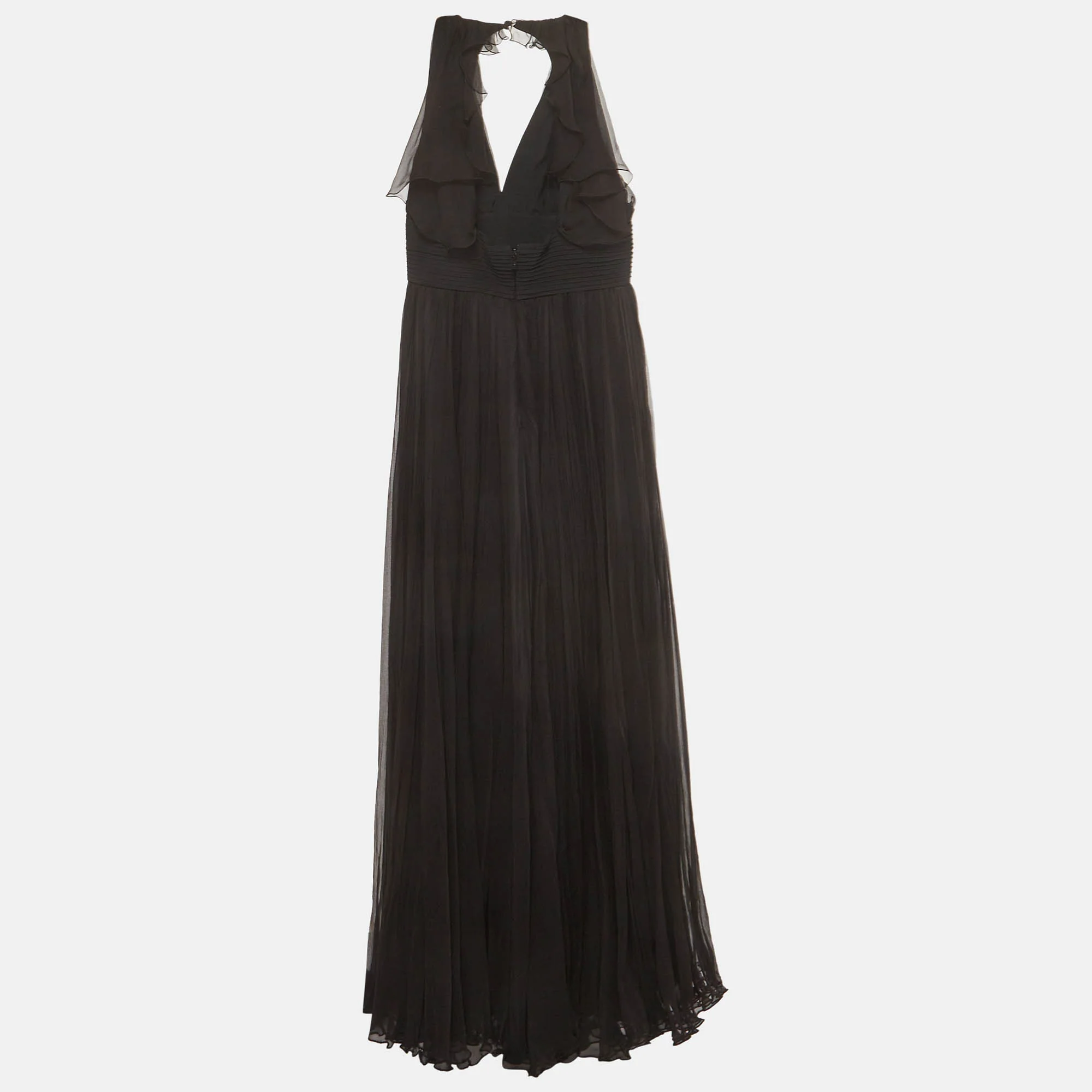Versace Black Silk Halter Maxi Dress - Image 3