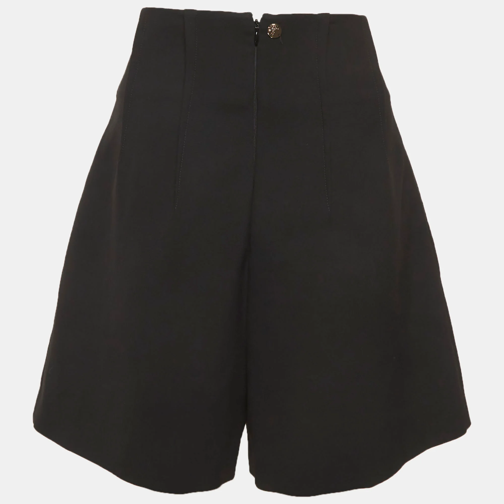 Versace Collection Black Cotton Blend High Rise Shorts - Image 2