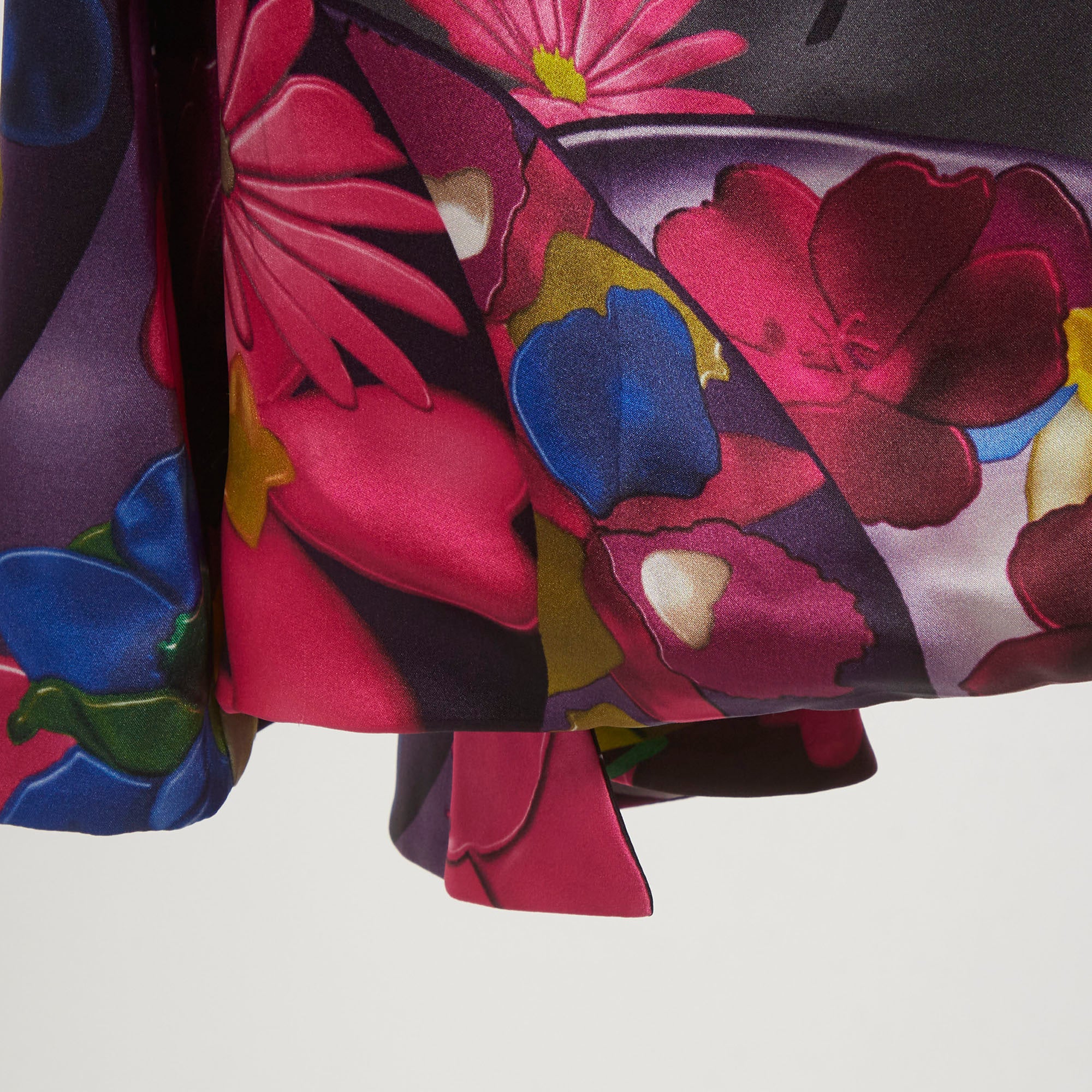 Versace Grey Floral Print Silk Draped Mini Dress - Image 5