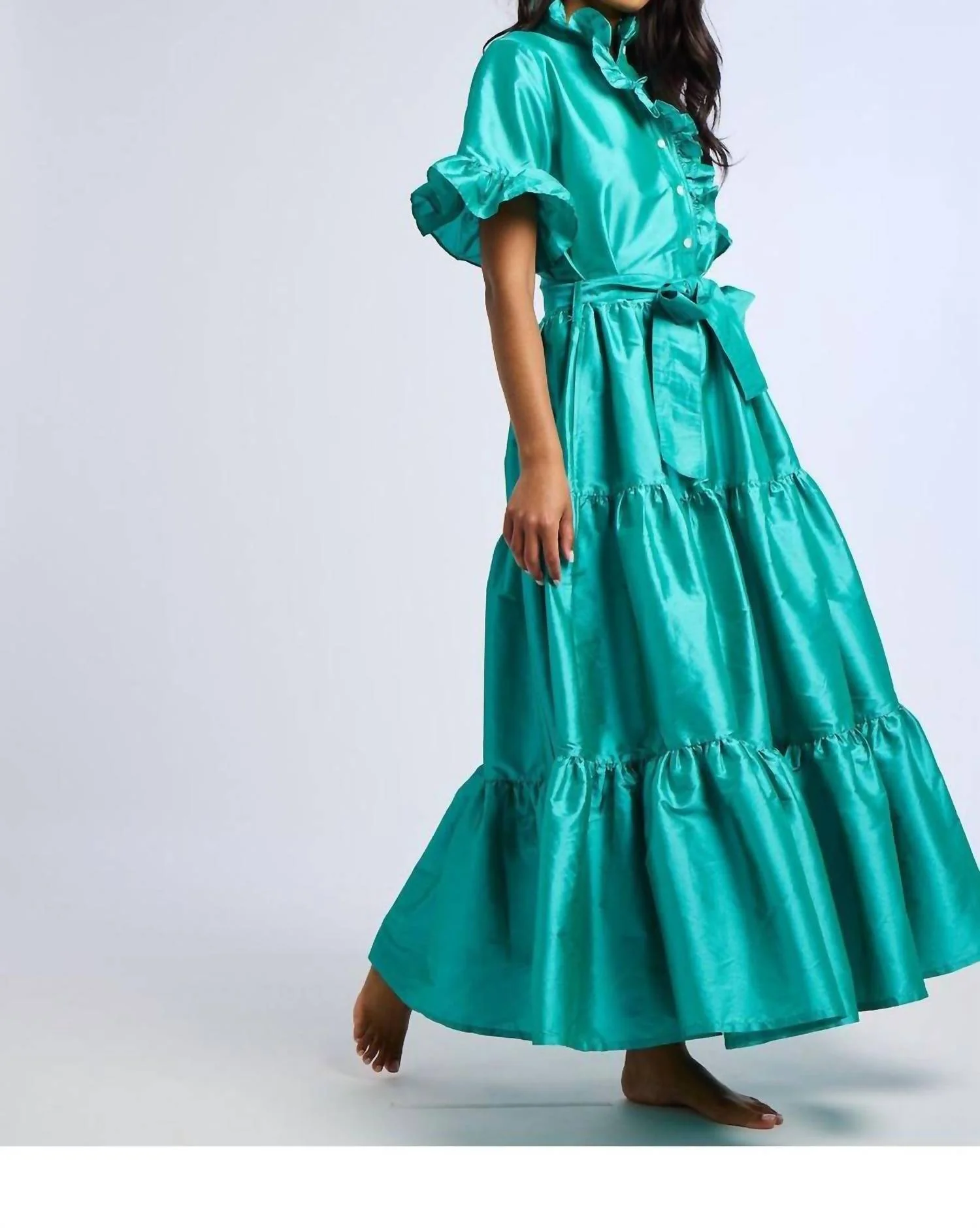 Victoria Dress In Atlantic Taffeta - Image 3