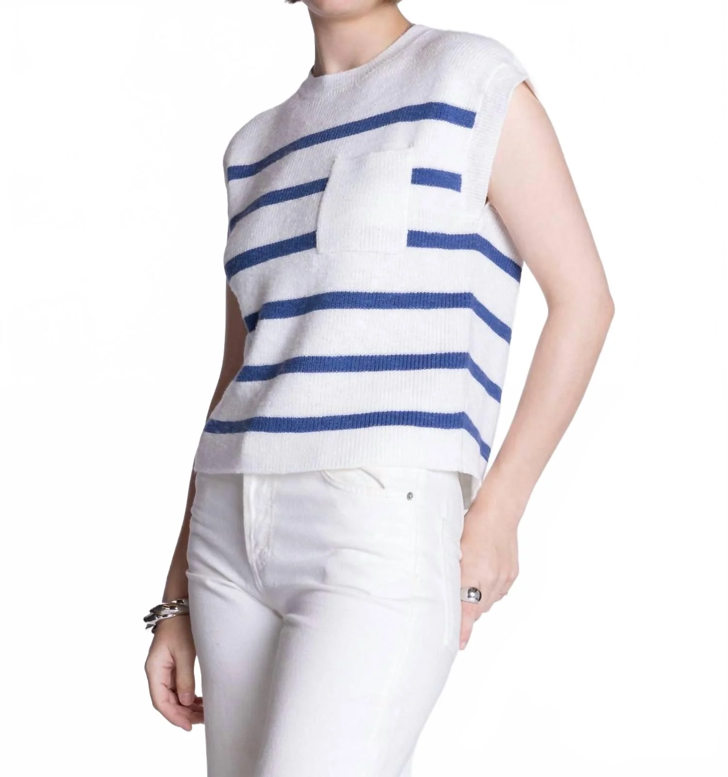 Vienne Crewneck Top In Navy - Image 3