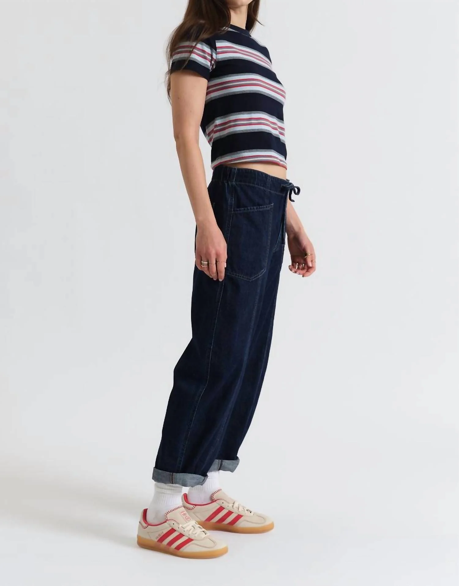 Villa Drawstring Barrel Jeans In Blue Mood - Image 5