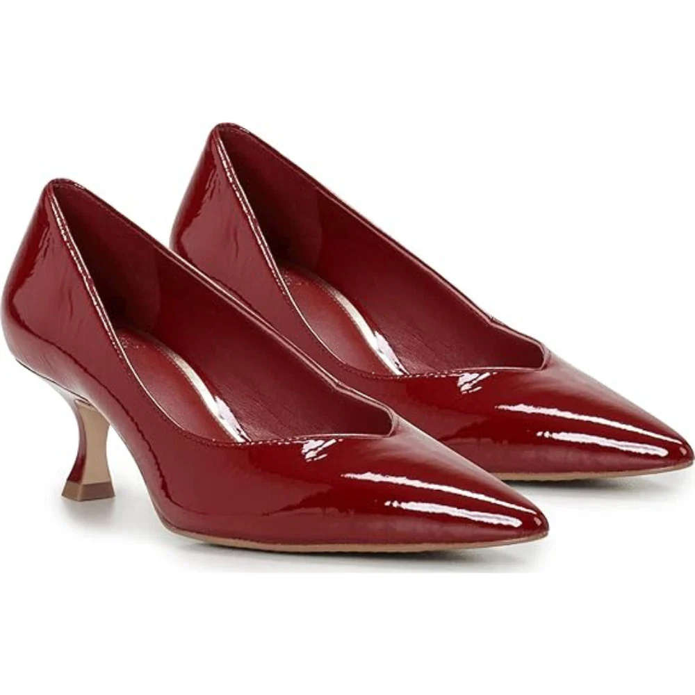 Vince Camuto Margie Pump Women's Flame Patent Leather Kitten Heel HTAT1098