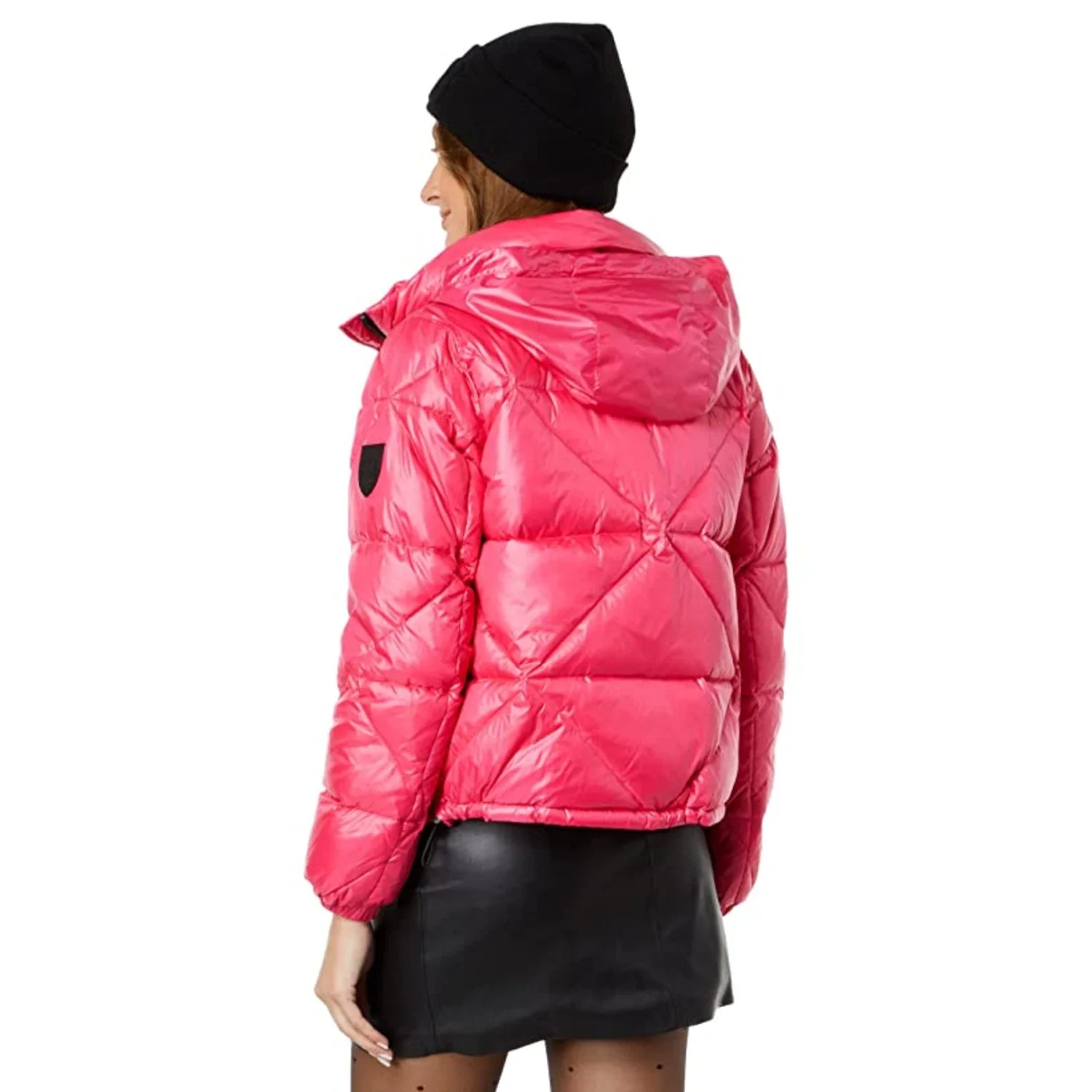 Vince Camuto Puffer Jacket Women's Hot Pink Down Full Zip Cropped FROG262 - Image 4