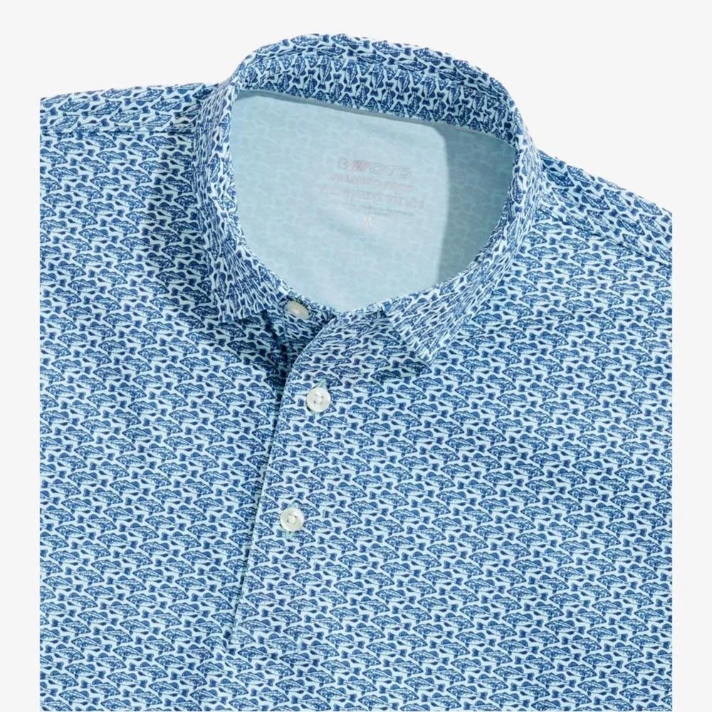 Vineyard Vines Palmero Polo Shirts Men's Blue Gematric Collared GBO2241 - Image 4