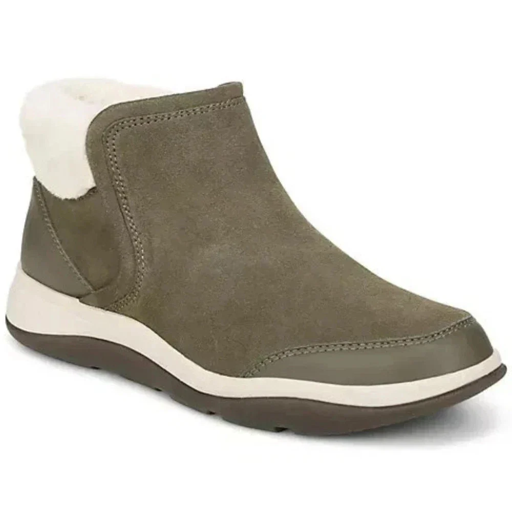 Vionic Norwood Olive I8380L1300 Women's  Green Faux Fur Ankle Boots RHS8207