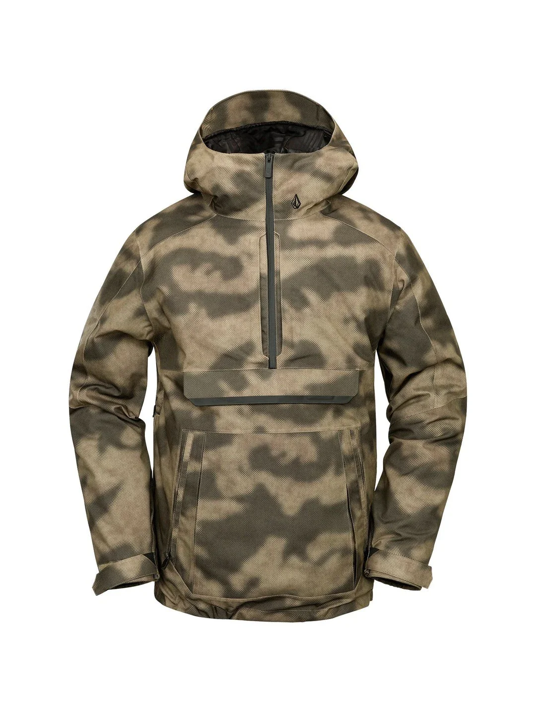 Volcom Brighton Jacket Men's Gray Camoflage Mesh Lined 1/2 Zip Hooded GBO2642